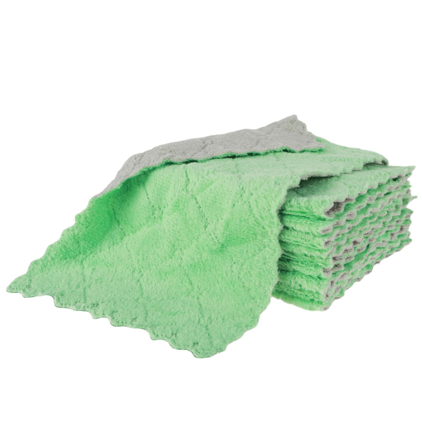 simarro Microfiber Cleaning Cloths, 10Pcs Absorbent Quick Drying Cleaning Towels Lint Free Dish Towels 10.6x6.3inch Reusable Double-sided Cleaning Rags for Kitchen Window Cars (Green)