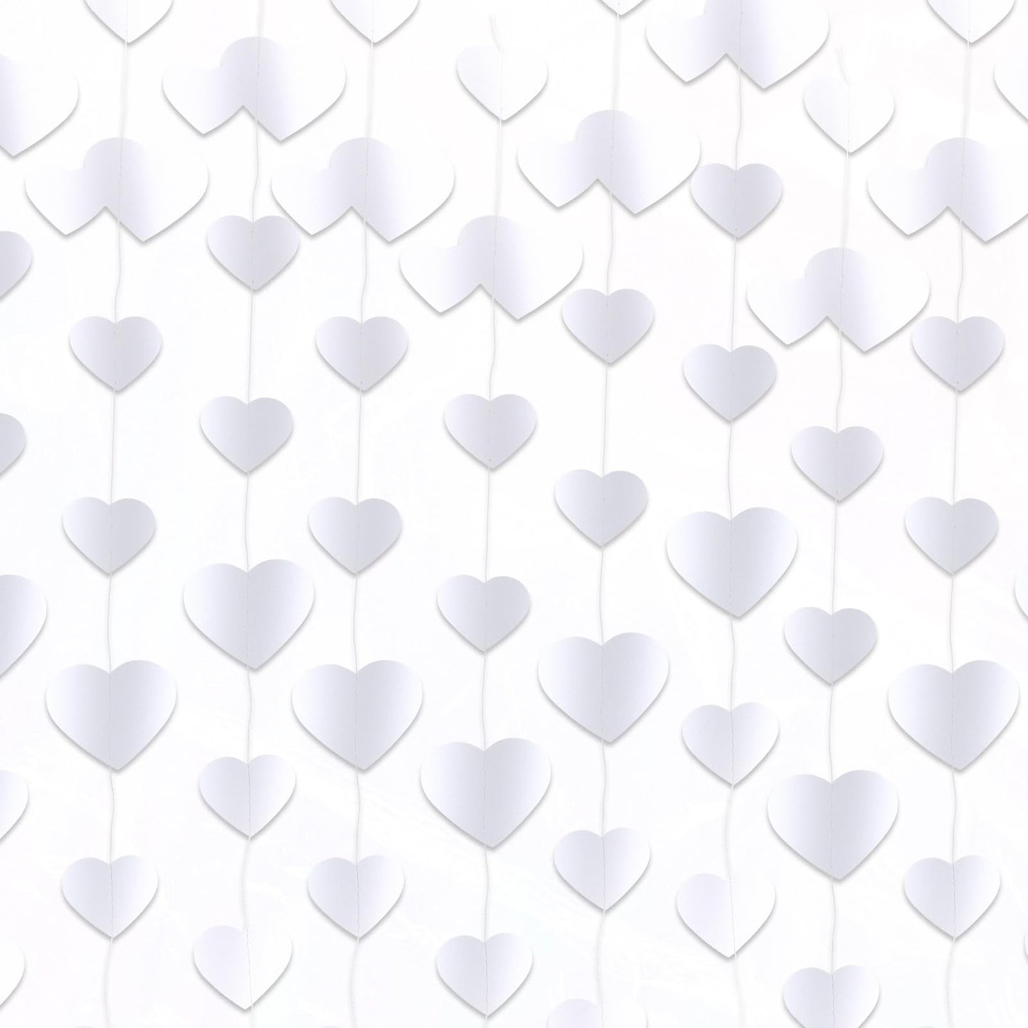 XLIUAX 4 Strands White Heart Garland, 52Ft Love Heart Garland Hanging Streamers Wedding Hanging Decoration for Valentine's Day Birthday Bridal Shower Anniversary Party Supplies, White