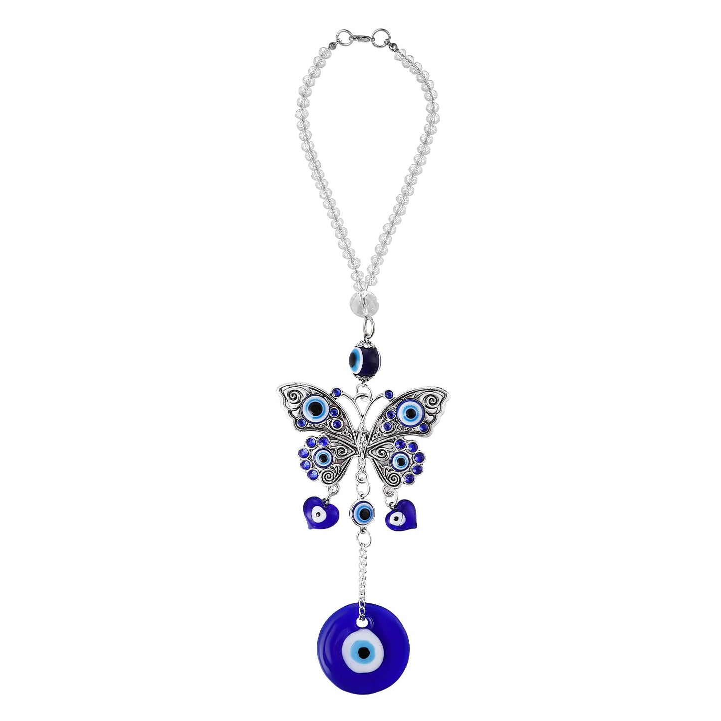 Amabro Evil Eye Car Hanging Ornament, Blue Evil Eye Charms for Car Rear View Mirror Lucky Car Accessories Beaded Decor Amulet Protection and Blessing Travel