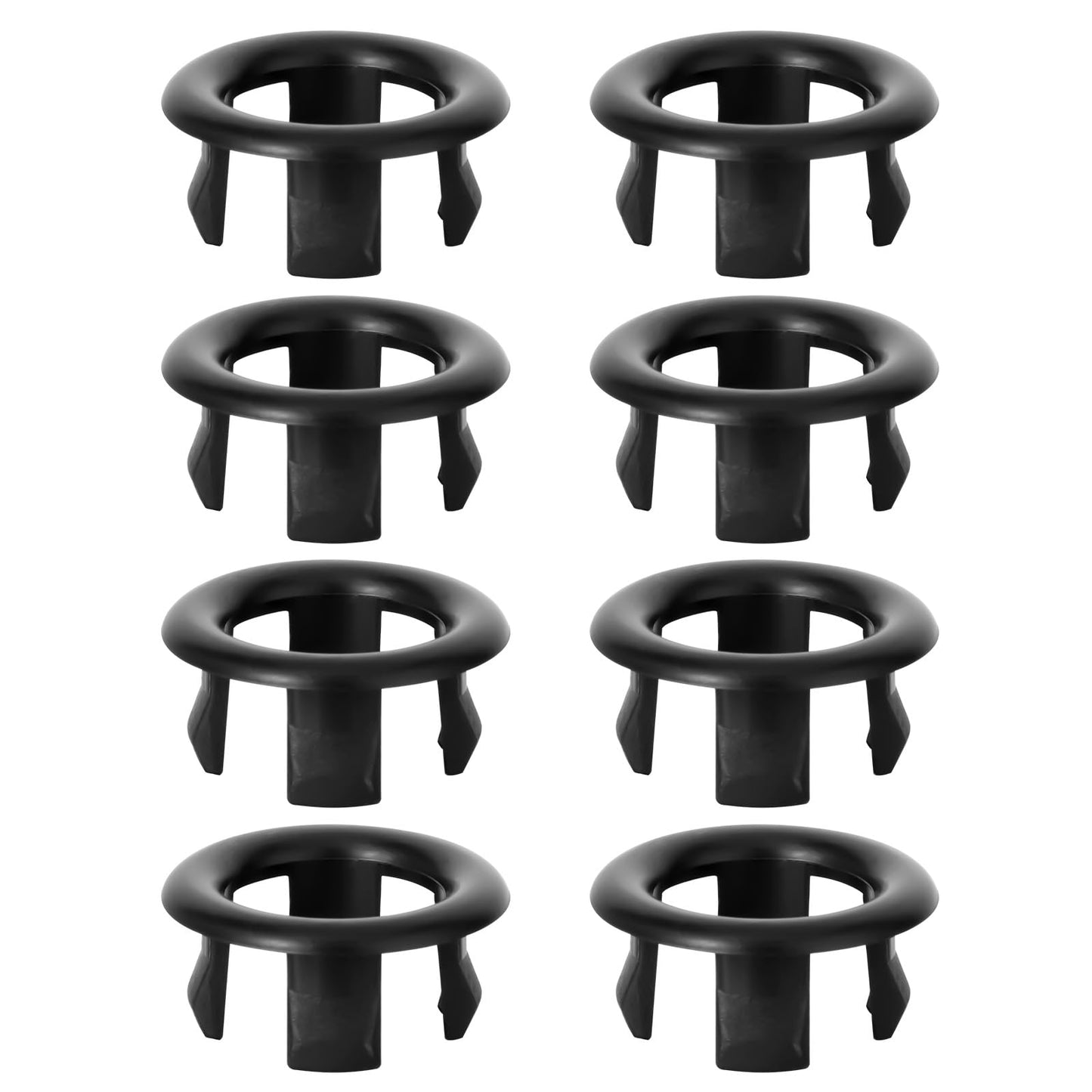 Amabro 8PCS Sink Overflow Ring, Sink Basin Overflow Trim Ring Cover Electroplating Trim Overflow Drain Cover Round Hole Insert Cap Bathroom Kitchen Vanity(Black)