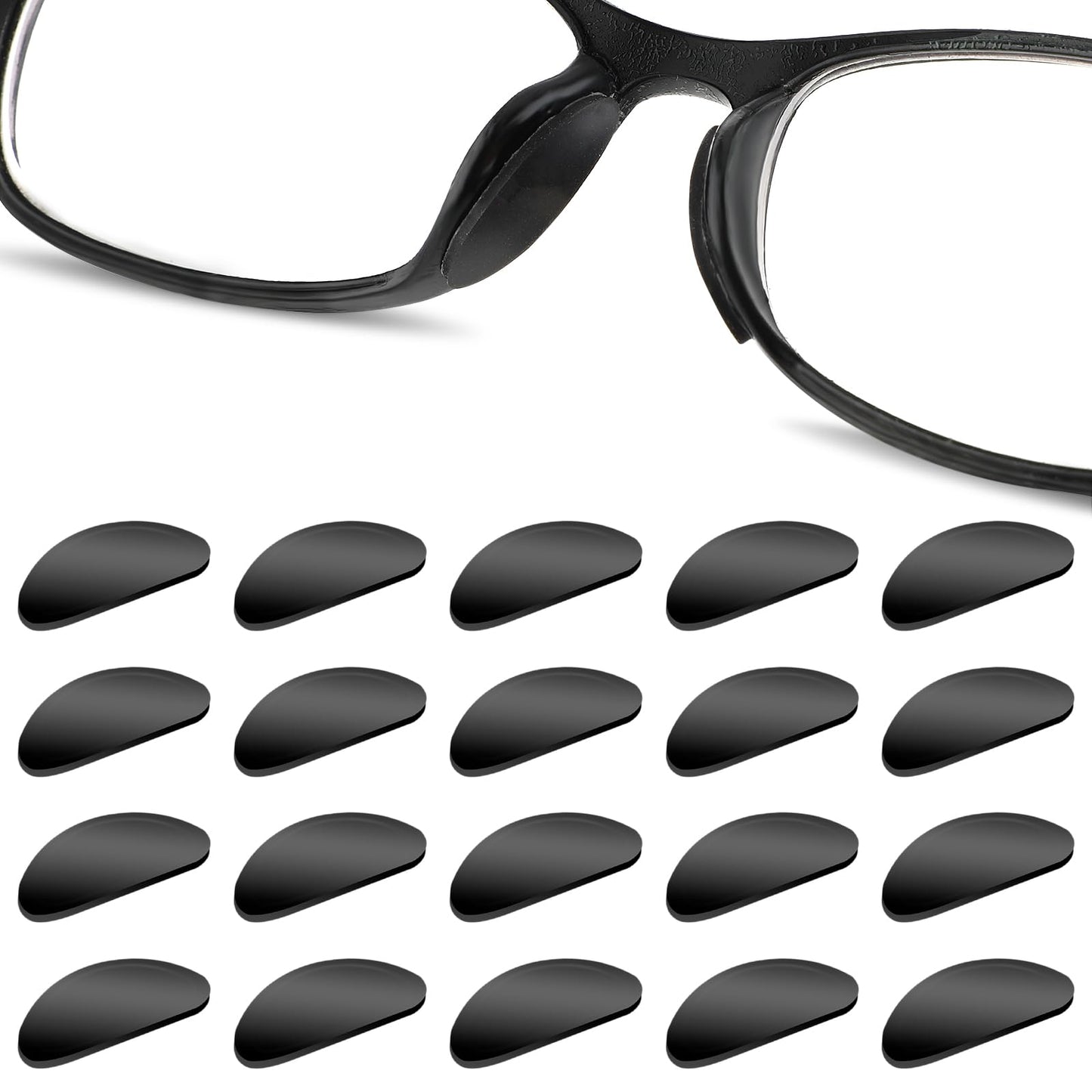 TIESOME Eyeglass Nose Pads, 10 Pairs Silicone Glasses Nose Pads Soft Eyeglass Nose Pads Anti-slip Adhesive Nose Pads for Eyeglasses Sunglasses Reading Glasses (Black)
