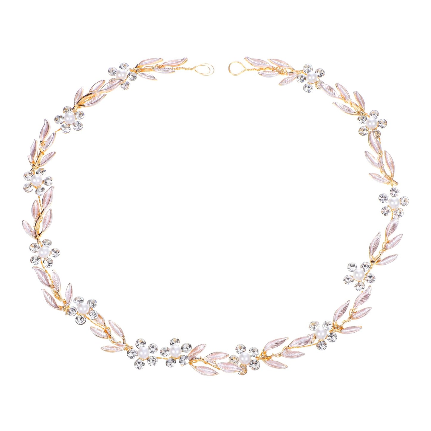 Yuanchu Hair Jewellery Women's Crown Gold, Bridal Headpiece Wedding Hair Band Bridal Jewellery Crystal Flowers Hair Crown Accessories Roman Goddess Headband Laurel Wreath Fairy Communion Leaves Tiara