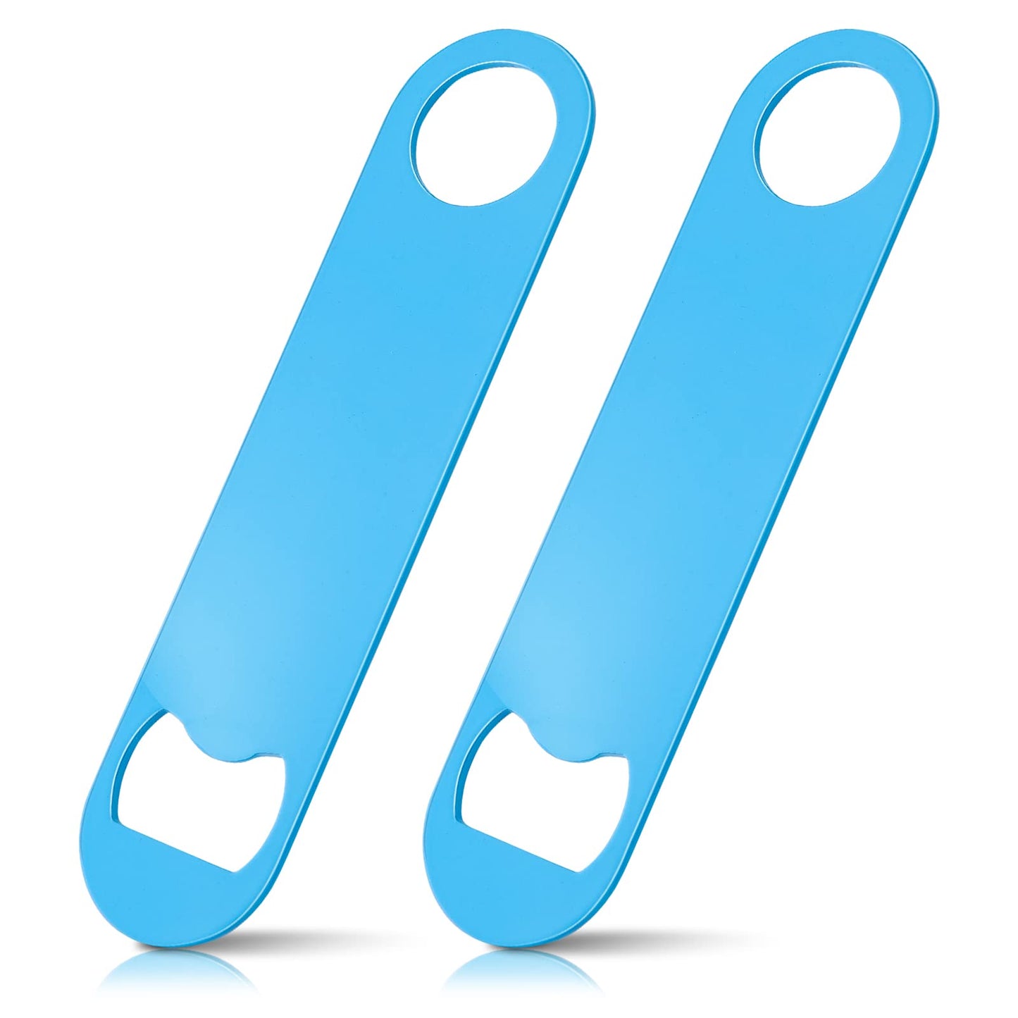 TIESOME Stainless Steel Beer Bottle Openers, 2 Pcs Beer Bottle Opener Flat Bottle Opener Bar Bottle Opener Sturdy and Durable for Bar Kitchen Restaurant 12.5 x 3 cm (Blue)
