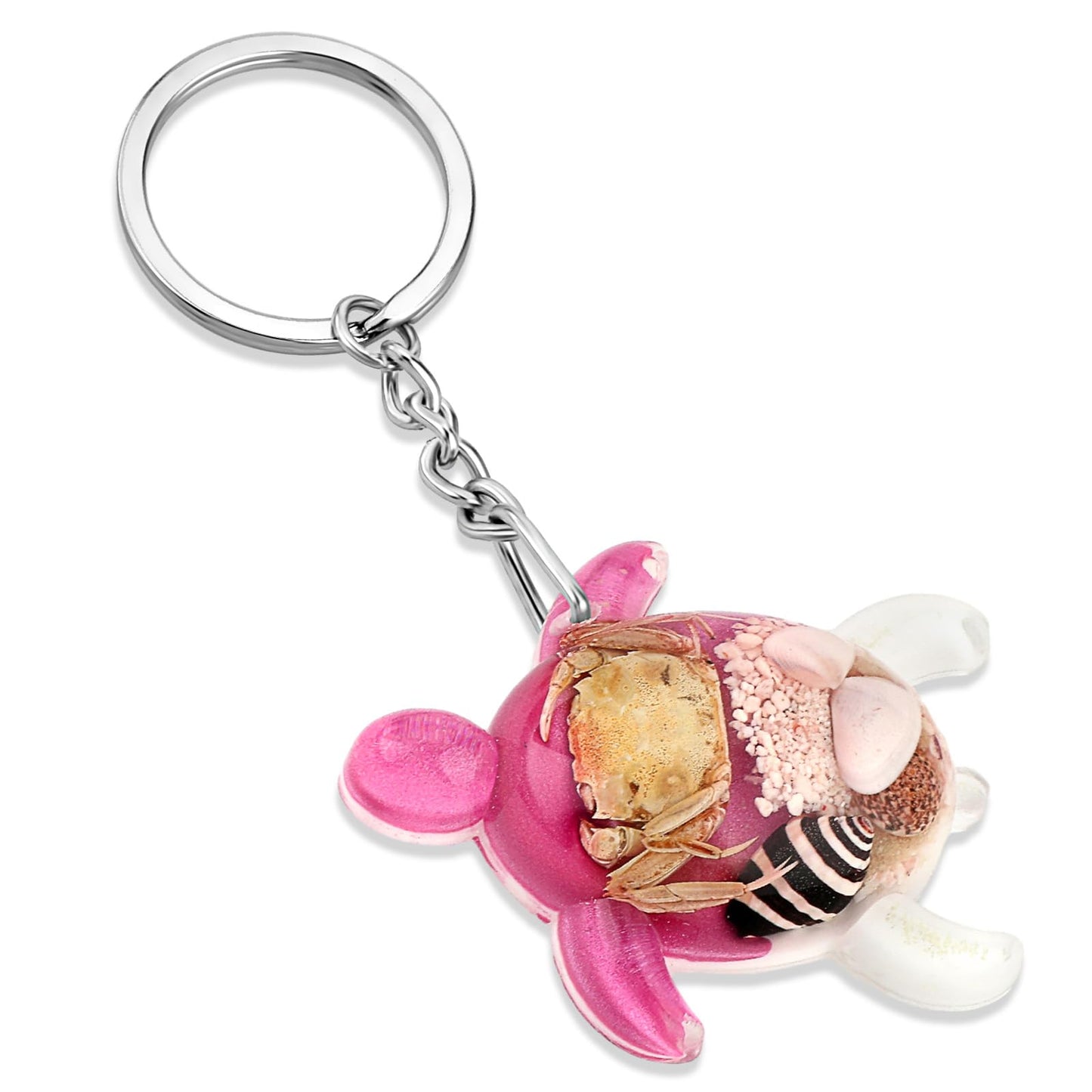 GEEHUA Sea Turtle Keyring, Metal Keychain Accessories for Women Purse Charms Car Key Animal Pendant Sea Life Metal Key Ring(Pink)