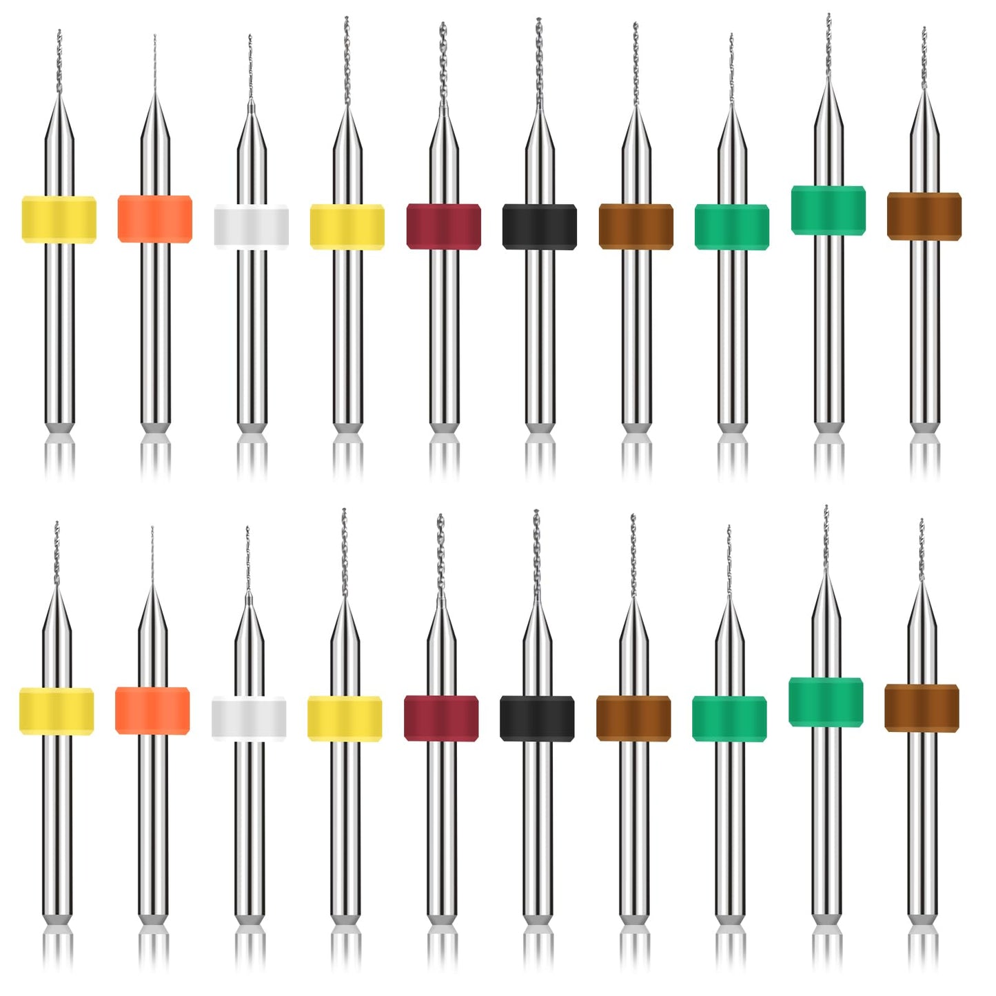 Molain 20 Pcs Micro Drill Bit Set Micro Drill Bits Tungsten Steel PCB Print Circuit Board Flute CNC Router Bits Shank for Rough Stone Jewelry Punching Engraving(0.3mm-1.2mm)