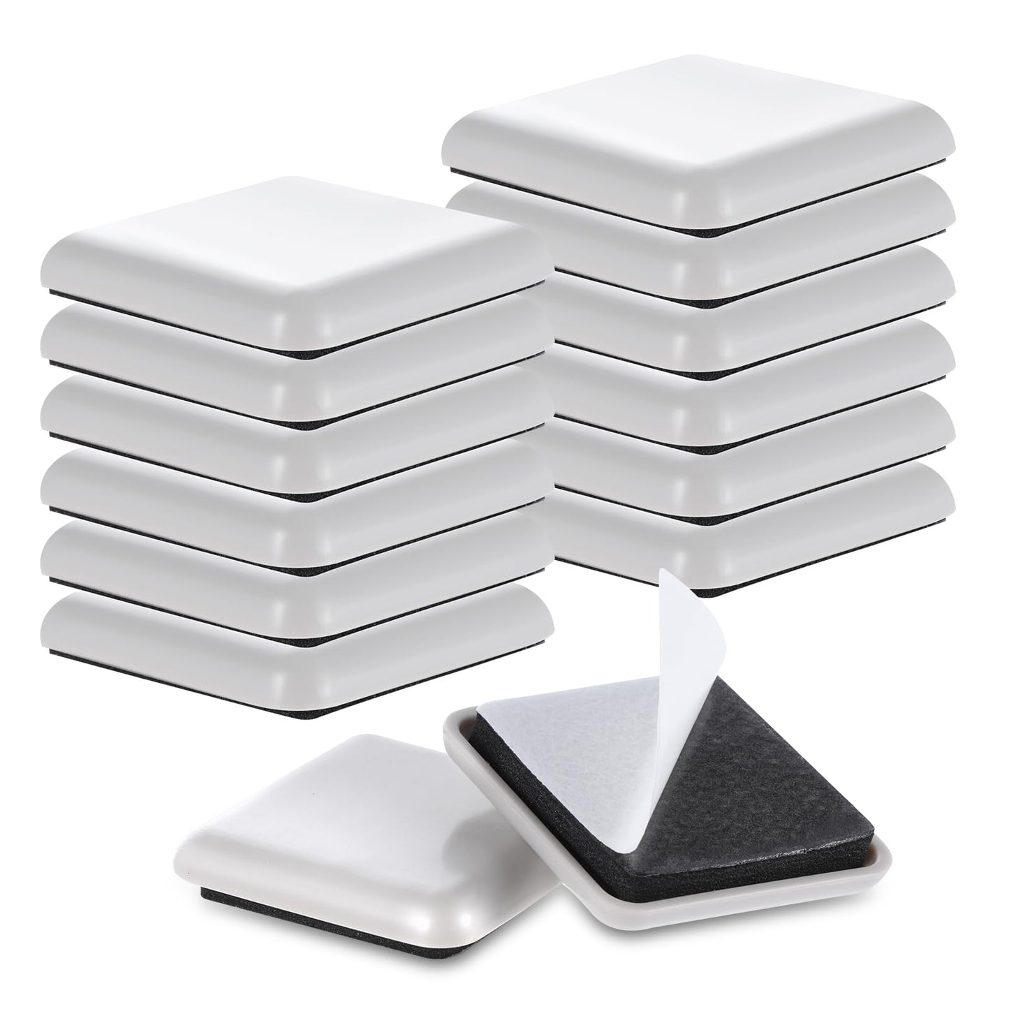 GEEHUA 12Pcs Furniture Sliders, 1.5 Inches Self-Adhesive Furniture Sliders Pads, Square Reusable Furniture Moving Glides Sliders for Carpet Hardwood Floors Heavy Sofa Chair Table Couch Cabinet Fridge