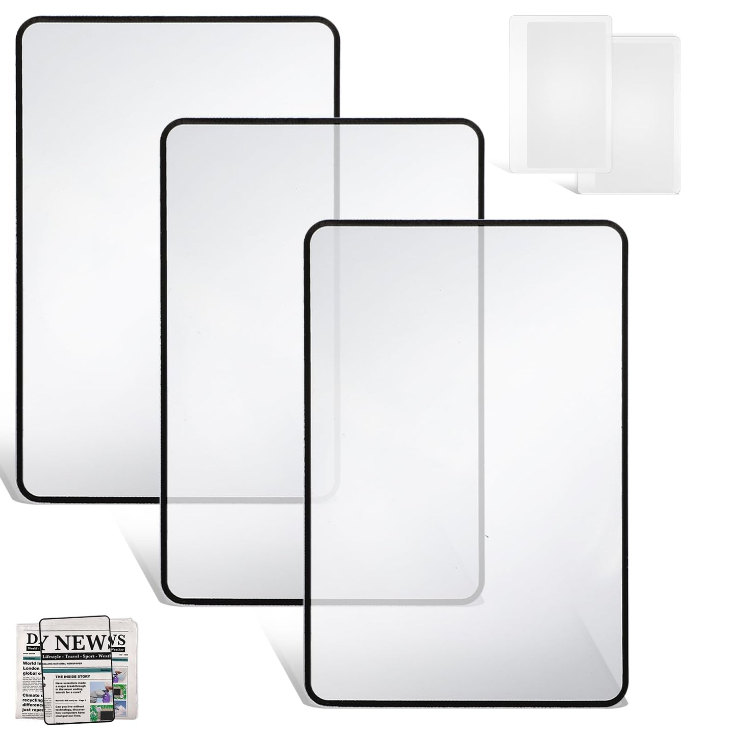 Giantree 5Pcs Page Magnifying for Reading, Magnifying Sheet, Reading Magnifier for Books Lightweight Full Page Magnifier, Magnifying Glass for Elderly and People with Low Vision Reading