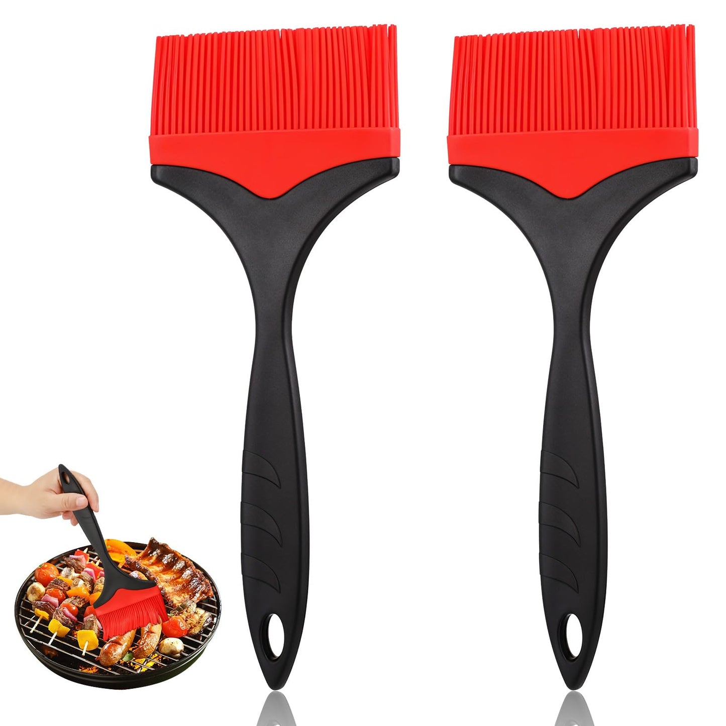 WJIAAA Pack of 2 Extra Large Silicone Pastry Brush, Large Grill Brush, 10 cm, Extra Wide Pastry Brush, Heat Resistant Grill Brush for Cooking, Baking, Grilling, BBQ Cooking Brush, Kitchen Brush for