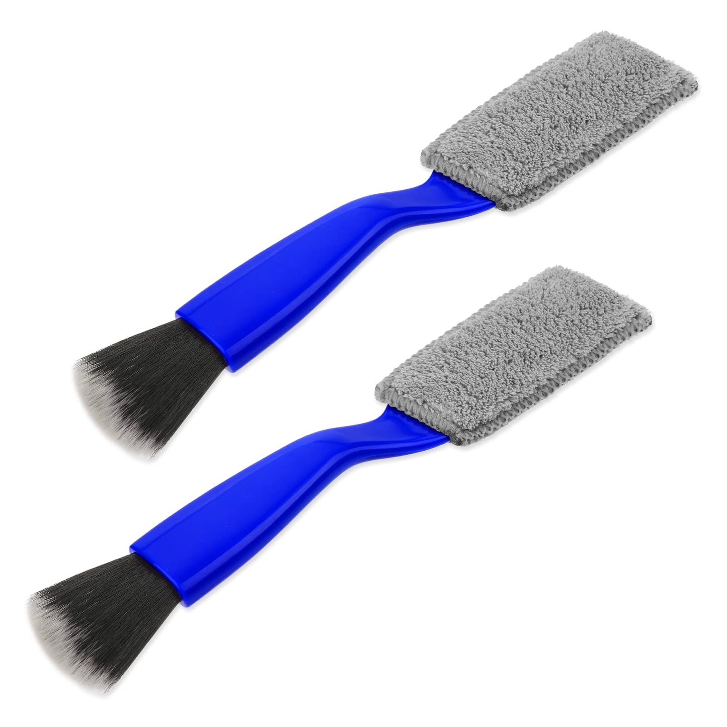 cobee Double Head Brushes, 2 Packs Car Interior Exterior Detail Dust Brush, 2 in 1 No Scratch Auto Deep Cleaning Tool with Soft Bristles for Car Air Vent Engine Emblems Dashboard Seat Wheel(Blue)