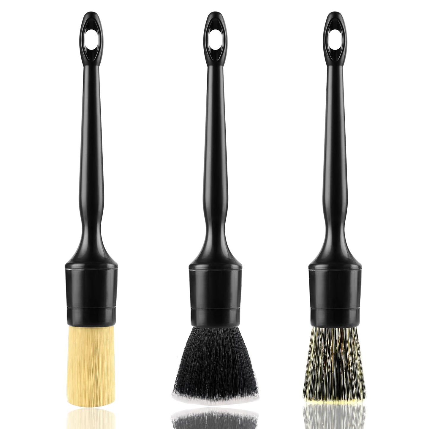 TIESOME Car Detailing Brush Set, 3Pack Soft Mixed Hair Auto Detail Brush Kit Boars Bristle Detailing Brushes Universal Car Interior Brush No Scratch Detailing Brush for Air Vent Dashboard Engine Seat