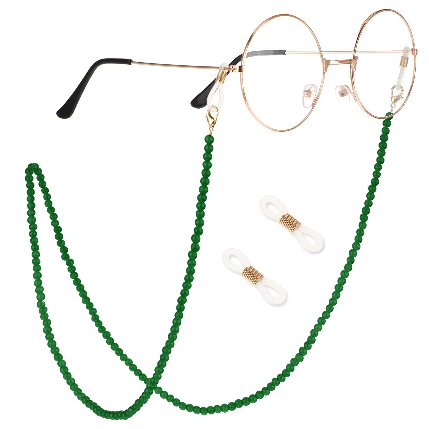 Molain Women's Eyeglass Chain, Bead Eyewear Retainer Sunglasses Chain Reading Glass Necklace Lanyard Mask Chain for Women Anti-slip for Glasses Accessories(Dark Green)