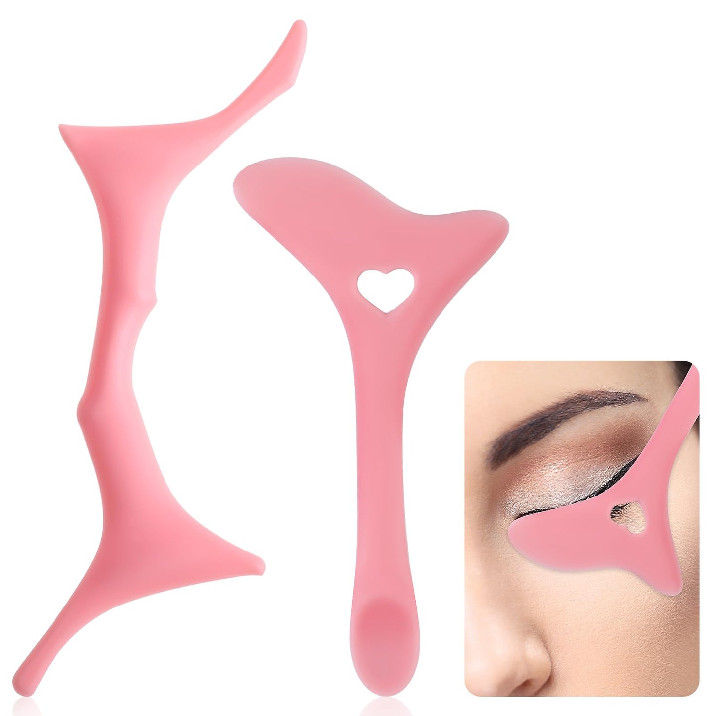 Amabro 2PCS Eyeliner Stencils, Silicone Eyeliner Eyebrow Stencils Set Silicone Multifunctional Makeup Tool Mascara Shield Eyebrow Shaping Eyelash Shield Eyeshadow Lipstick Guide for Beginners Women