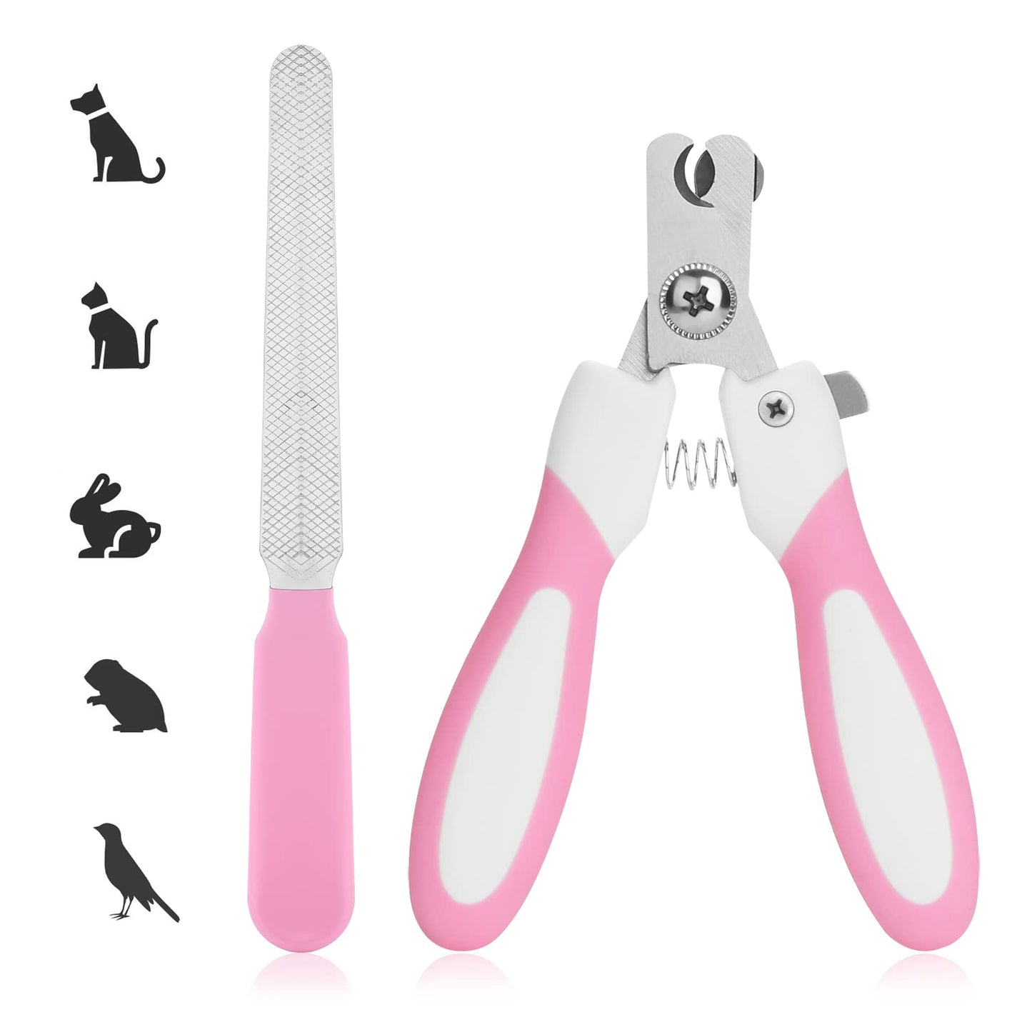 TIESOME Dog Nail Clipper with Nail File, Stainless Steel Cat Nail Clipper Claw Cutter Professional Safety Lock Pet Nail Clippers for Puppies Puppy Kitten Small Animals (pink)