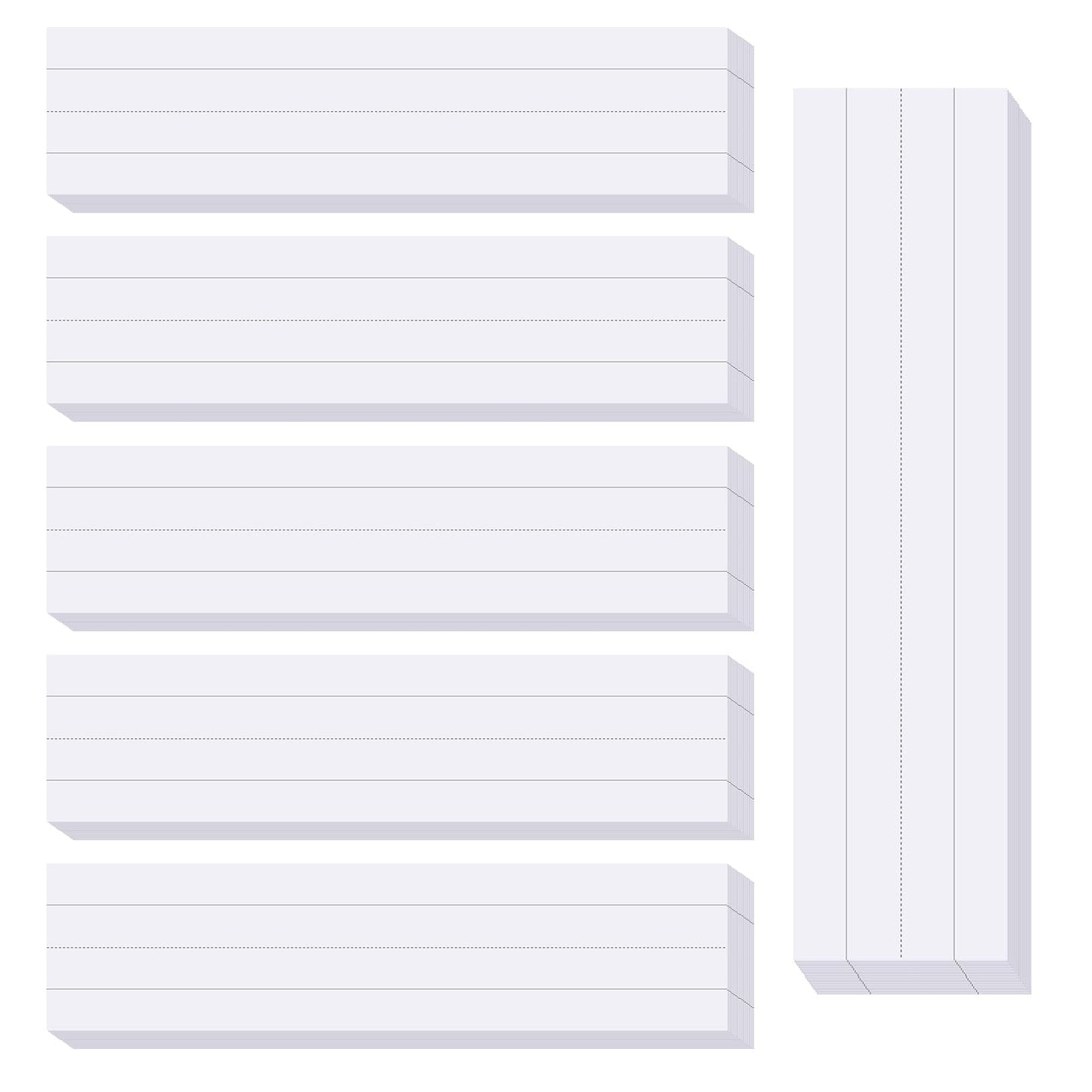 TIESOME Ruled Sentence Strips for Teachers, 150 Sheets White Word Writing Strips Adhesive Sentence Learning Strips Lined Word Strips for School Office Home Supplies 3 x 12 Inch