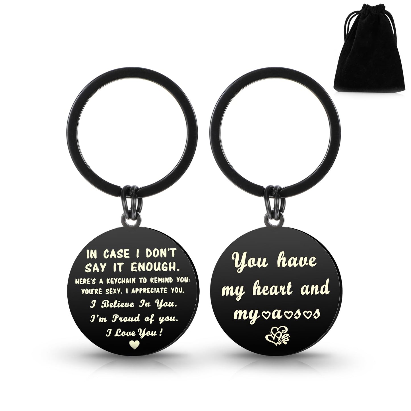 AOZUO 2pcs Love Gifts for Him Funny Gifts Keychain for Boyfriend Valentine's Day Gifts for Husband You Have My Heart I love you Keyring Anniversary Birthday Gifts Humorous Gift for a Loved Fiancé