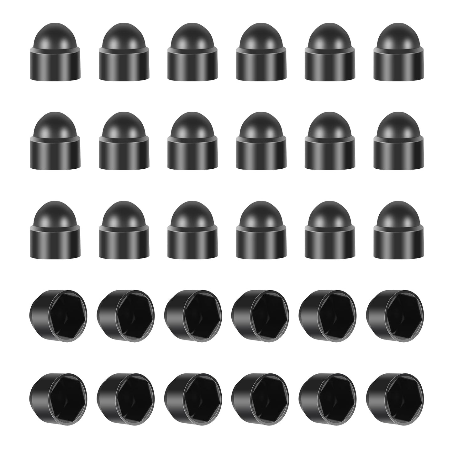 Molain 30Pcs Bolt Nut Protective Cap, Hexagonal Screw Cap Decorative Cover Black Dome Plastic Bolt Caps M6/M8 Fitting Caps for Protecting Hexagon Screws Bolts Hardware Accessories(M6X10mm)