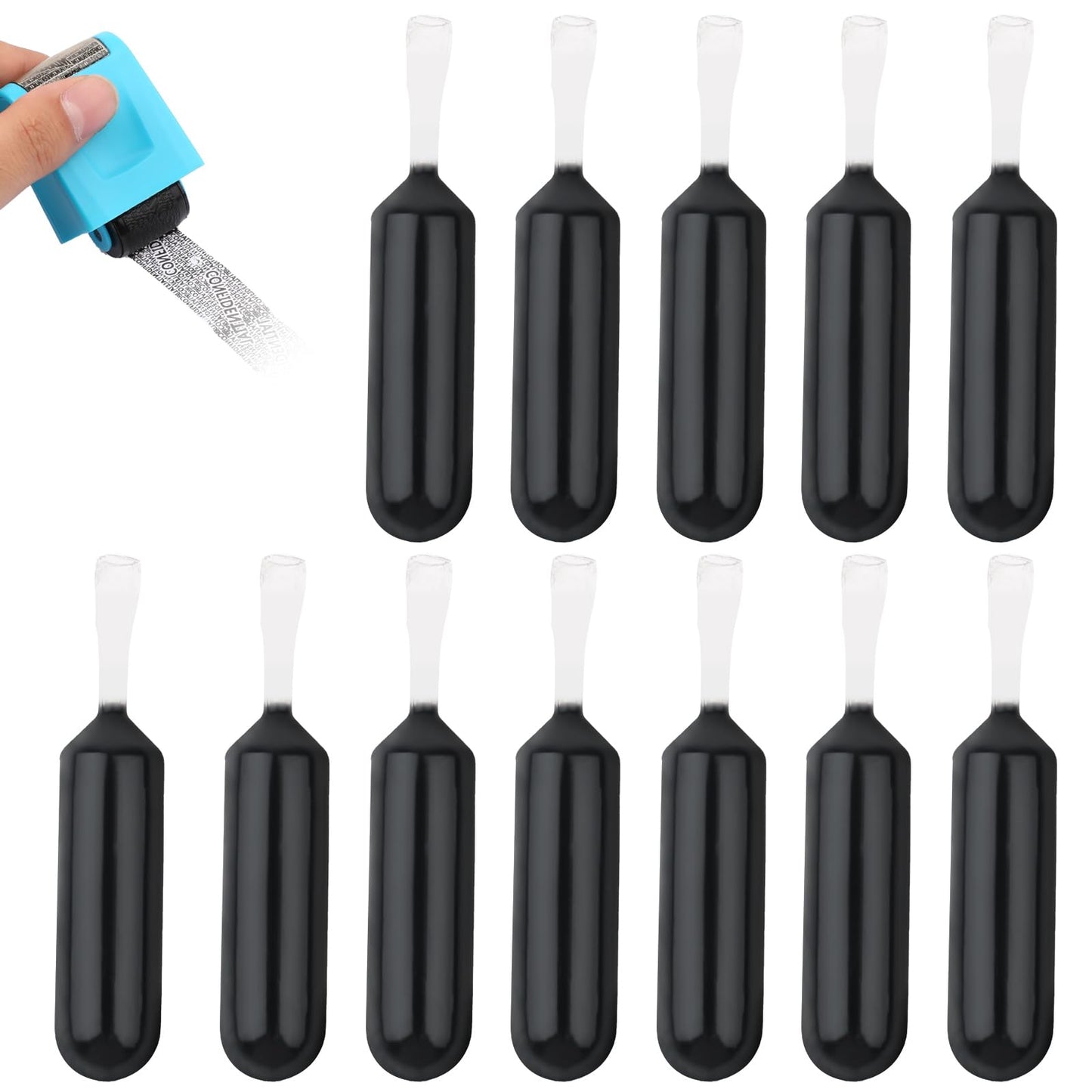 TIESOME 12 PCS Ink Refills for Identity Theft Protection Roller Stamps, Black Replacement Rolling Refill Ink for Confidential Roller Stamp Anti Theft Privacy and Security Stamp Hide Information
