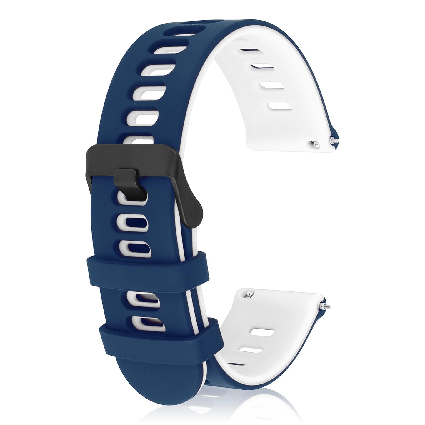 Amaxiu Silicone Watch Bands Quick Release Sport Watchbands Universal Replacement Watch Straps for Men Women, Black Buckle(Blue White, 22mm)