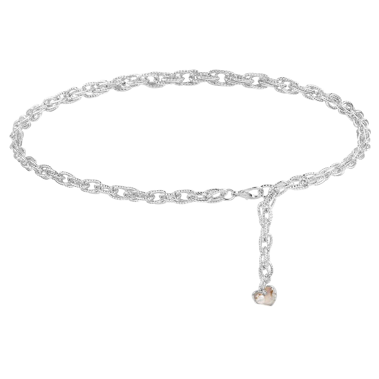 Jeffdad Silver Chain Belts For Women, Metal Chain Belt with Chain, Adjustable Body Waist Jewelry for Women Dresses Jeans(Silver)
