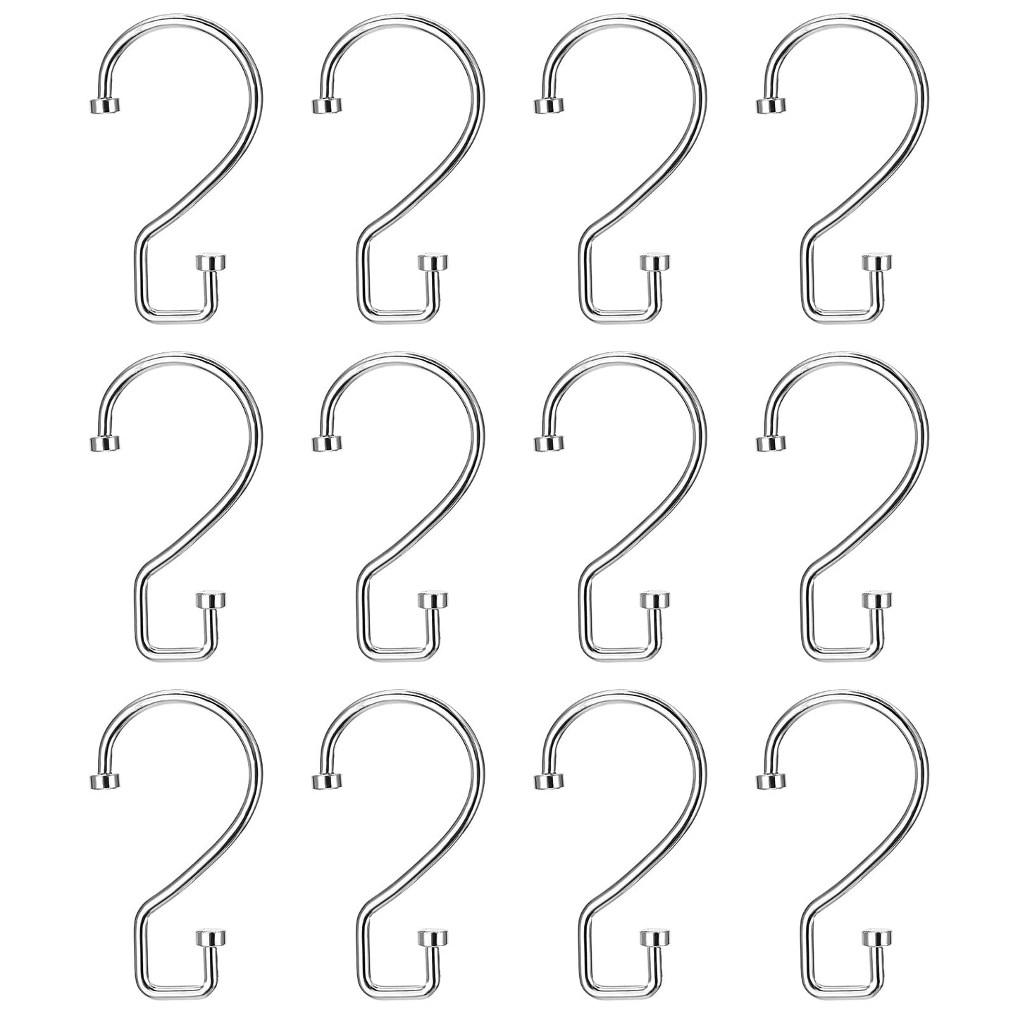 cobee 12 Pack Shower Curtain Hooks, S Shape Shower Curtain Rings Premium Rustproof Metal Hook Glide Easily on Curtain Shower Rods Shower Hooks for Curtain Bathroom Shower Curtains (Silver)