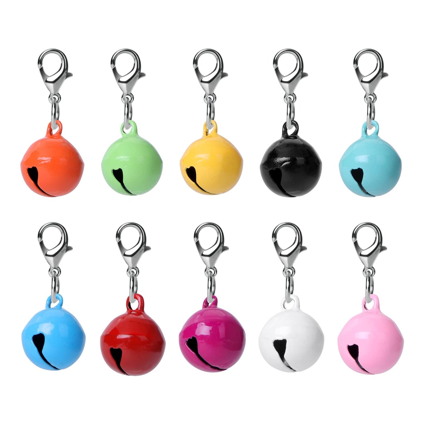cobee Pet Bells for Dog Cat Collar, 10pcs 14mm Pet Jingle Matt Bell Pendant Accessories with Stainless Steel Keychain DIY Daily Use Accessories(10 Colors)