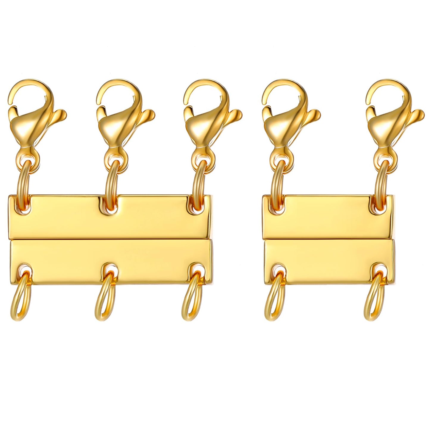 Andibro 2pcs Layered Necklace Clasps, Locking Magnetic Clasps Necklace Bracelet Separator Magnetic Necklace Layering Chain and Closures Lobster Clasps Jewelry Connectors for Jewellery Crafts Making