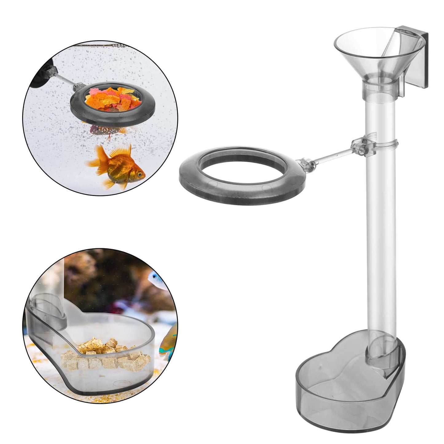 TIESOME Shrimp Feeder Kit, Plastic Shrimp Feeding Tube and Dish Set, Feeding Bowl, Suction Cup, Cleaning Brush, Baiting Spoon, for Fish, Reptiles, Aquatic Animals