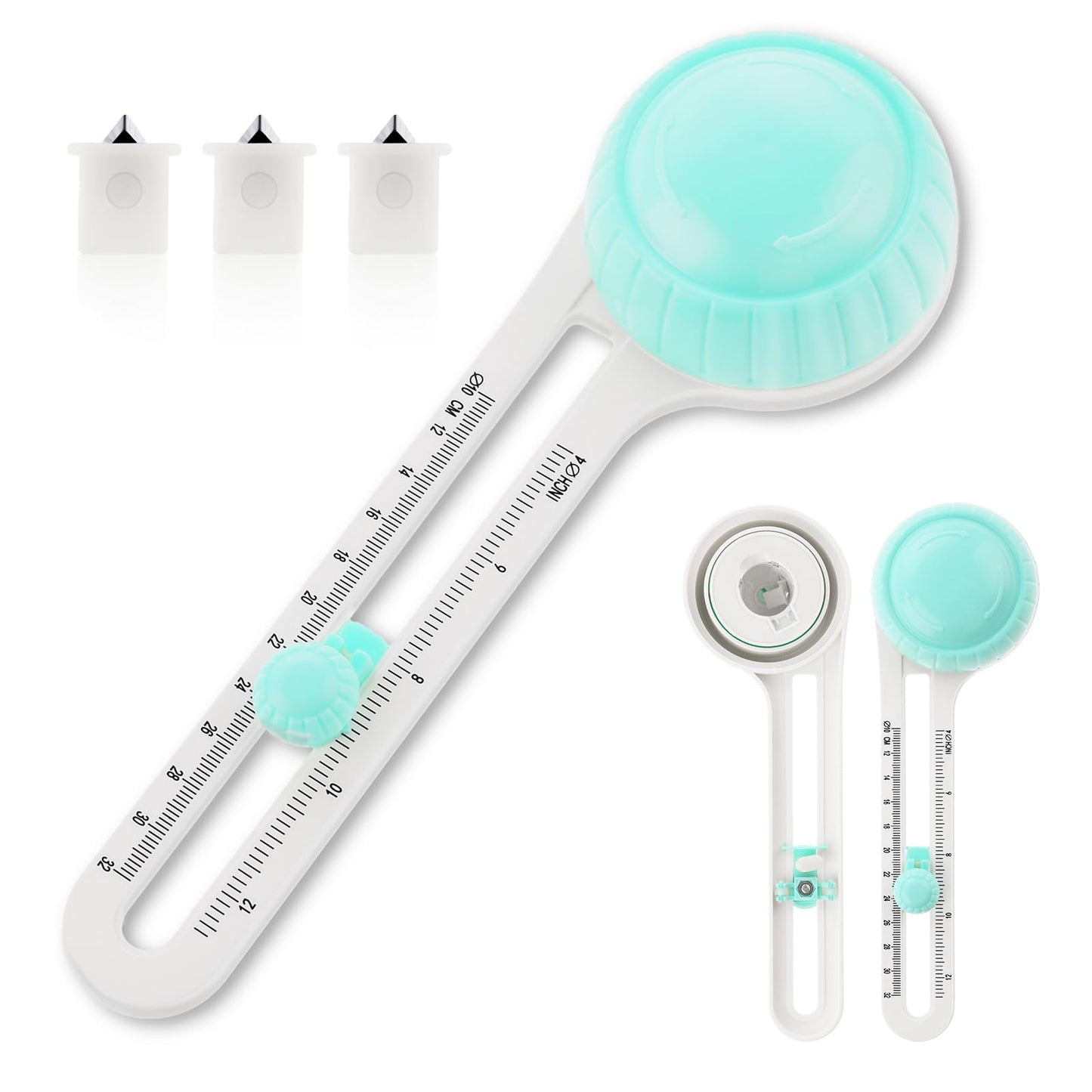 TIESOME Adjustable Circular Paper Cutter, with 3 Replacement Blades, Circle Cutter Tool Rotating Paper Cutter Circular Cutting Tool Paper Trimmer 3.9-12.6in for Scrapbooking Making Art DIY(Green)