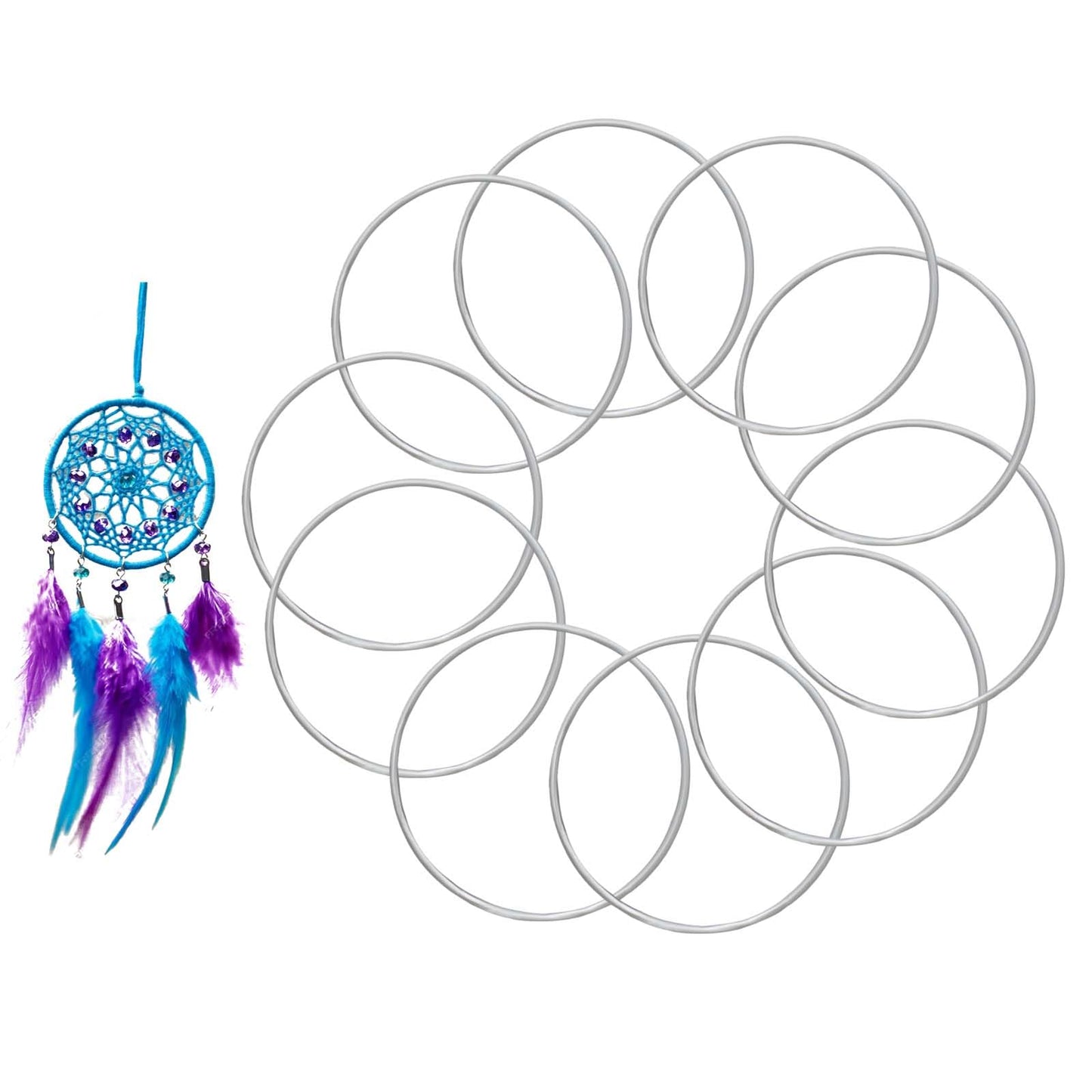 simarro 10Pcs 10 cm Metal Rings for Crafts, Dreamcatcher Rings Metal Wreath Macrame Rings for DIY Floral Hoop Wedding Wreath Floristry Wall Hanging Decor (Silver)