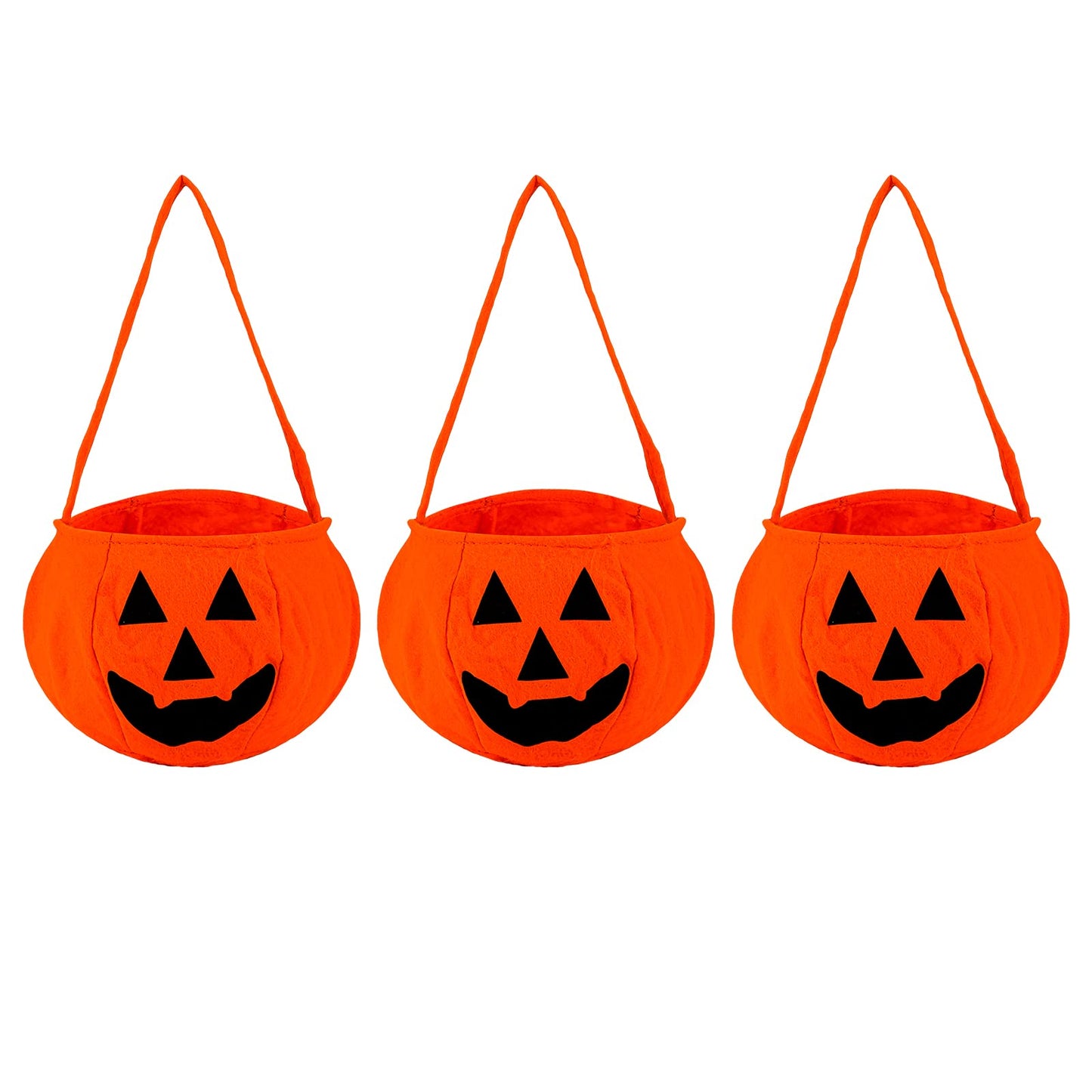 cobee Halloween Trick or Treat Bags, Halloween Candy Bag for Kids Tote Bucket Pumpkin Bag Reusable Candy Bucket for Trick-or-Treating Halloween Party Favor Supplies(3 PCS)