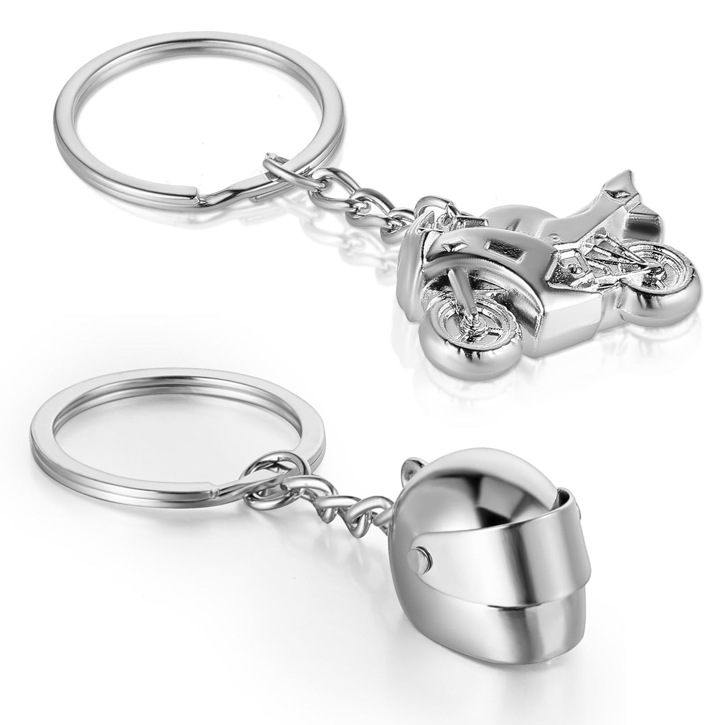 GEEHUA 2PCS Motorcycle & Motorcycle Helmet Keychain, Metal Car Keychain Pendant Decoration Motorcyclist Gift Idea Biker Gift Keychains Pendant Holiday Gifts