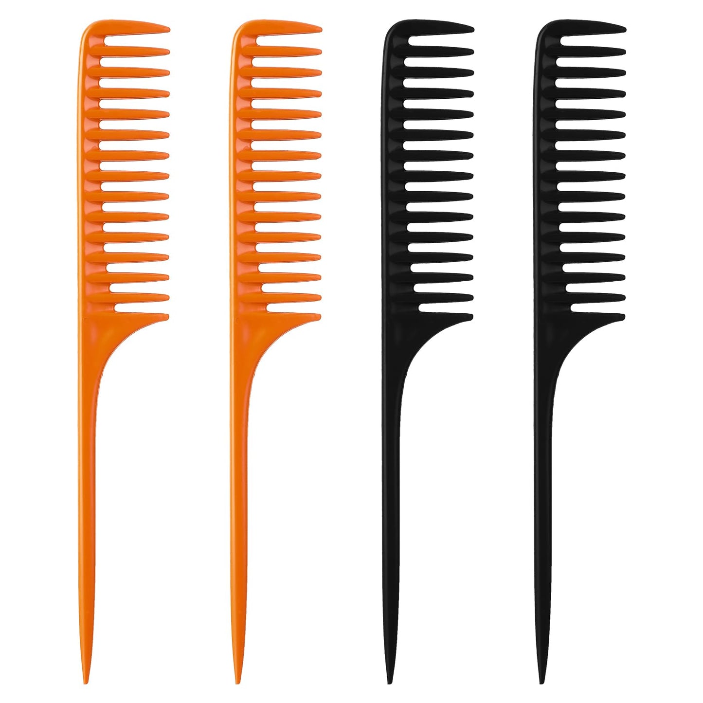 cobee Rat Tail Wide Tooth Comb, 4 Pcs Long Tail Curly Hair Comb Styling Detangling Comb Anti Static Shower Comb for Women Men Wet or Dry Hair