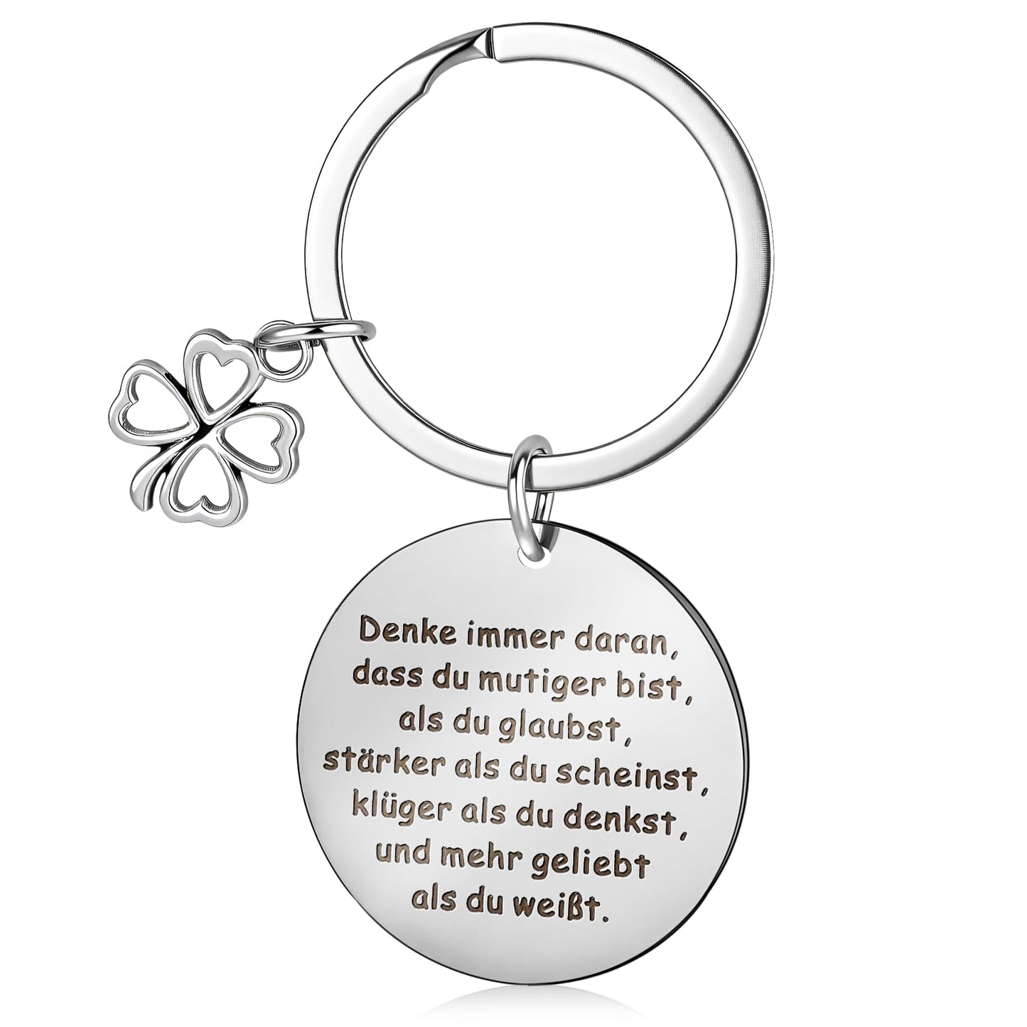 XLIUAX Lucky Charm Keyring, Personalised Courage Gifts for Women, Inspirational Keyring with Engraving for Girlfriend, Boyfriend, Colleague, Birthday, with Gift Box