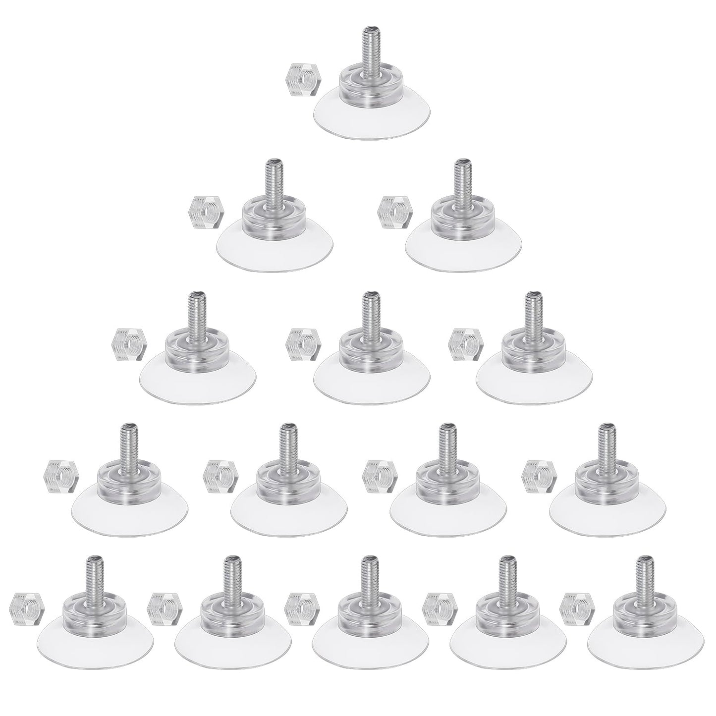 GEEHUA 15Pcs Threaded Suction Cup with Screw, Glass Suction Pads Clear PVC Sucker Pads 34mm Screw Sucker Pad M5 Thread Strong Adhesive Suction Holder for Bathroom Wall Door Window Car Shade