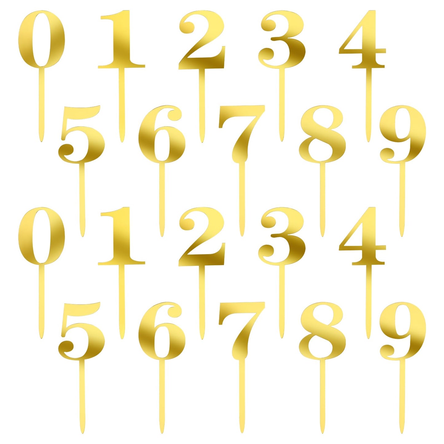 Giantree 0-9 Number For Cake Topper, 20 PCS Numbers Happy Birthday Cake Topper, Shiny Gold Acrylic Number Cake Toppers, for Birthday Party Wedding Anniversary (20)