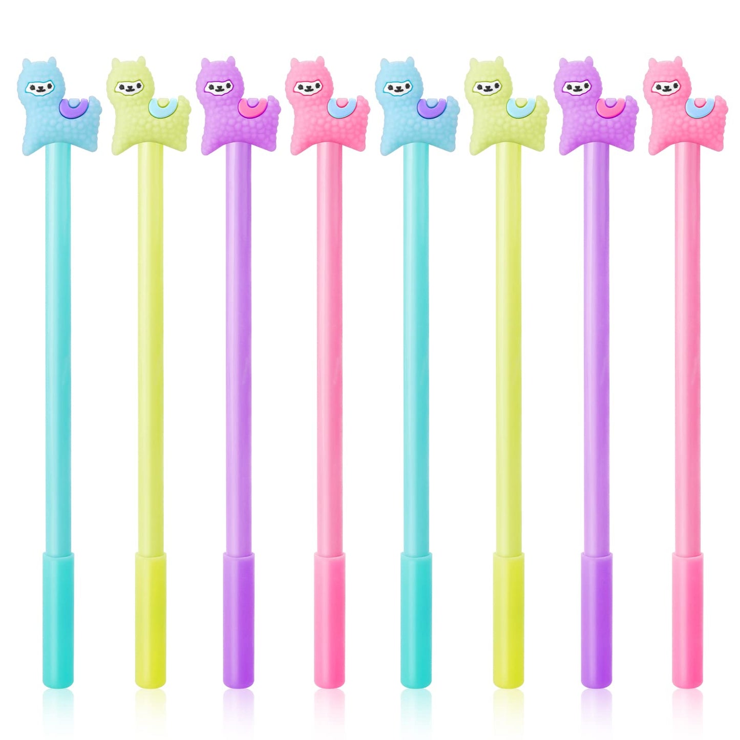 cobee Cute Animal Gel Ink Pens, 8 Pieces 0.38mm Cartoon Alpaca Rollerball Pens Colorful Kawaii Fine Point Pen Smooth Writing Gel Pen Black Ink Ballpoint Pens Reward Gift for School Office Supplies