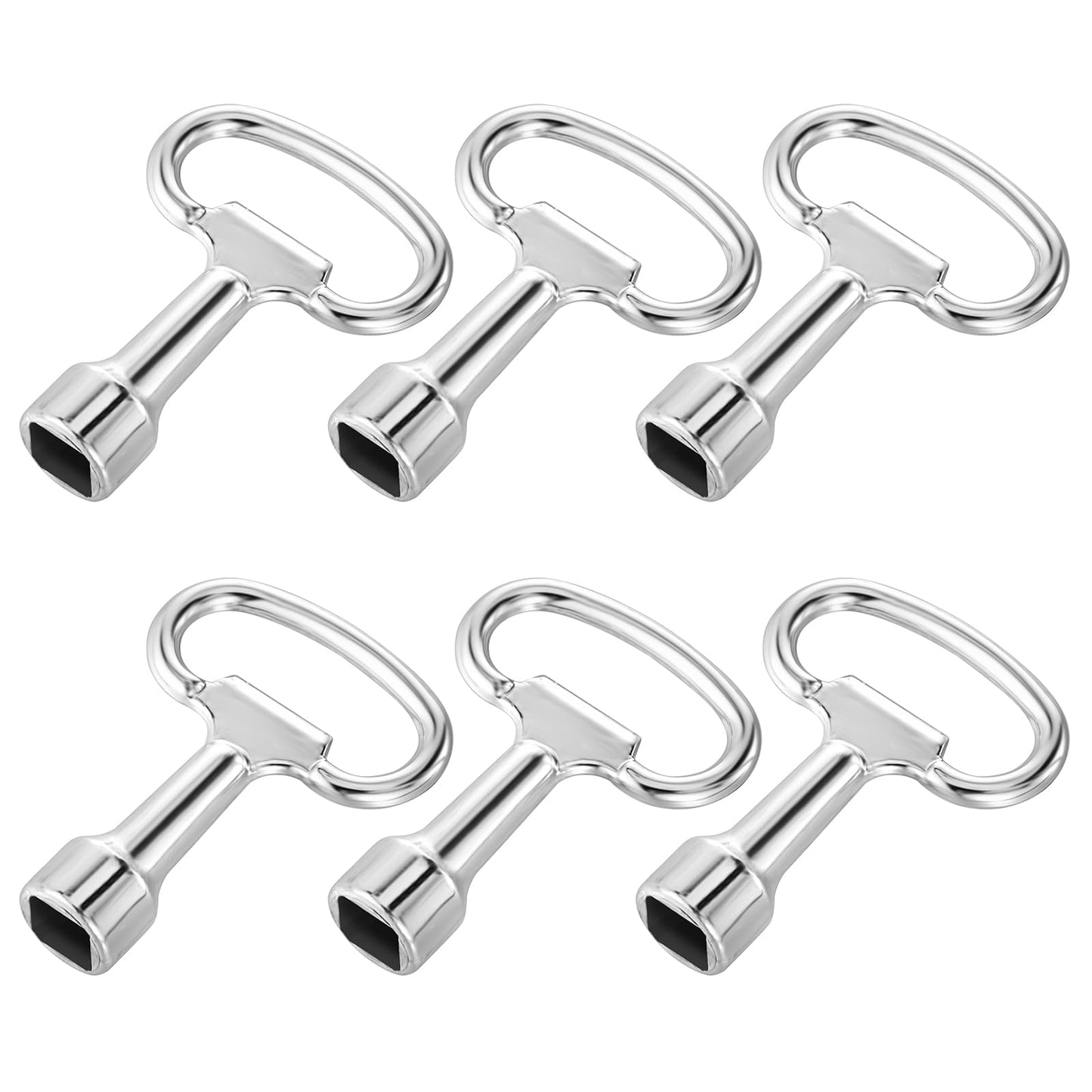 Yuanchu Pack of 6 square keys, square key valve, 8 mm, mandrel key, socket wrench, control cabinet key, bleed key, all-purpose key made of zinc alloy, for gas, water meter box