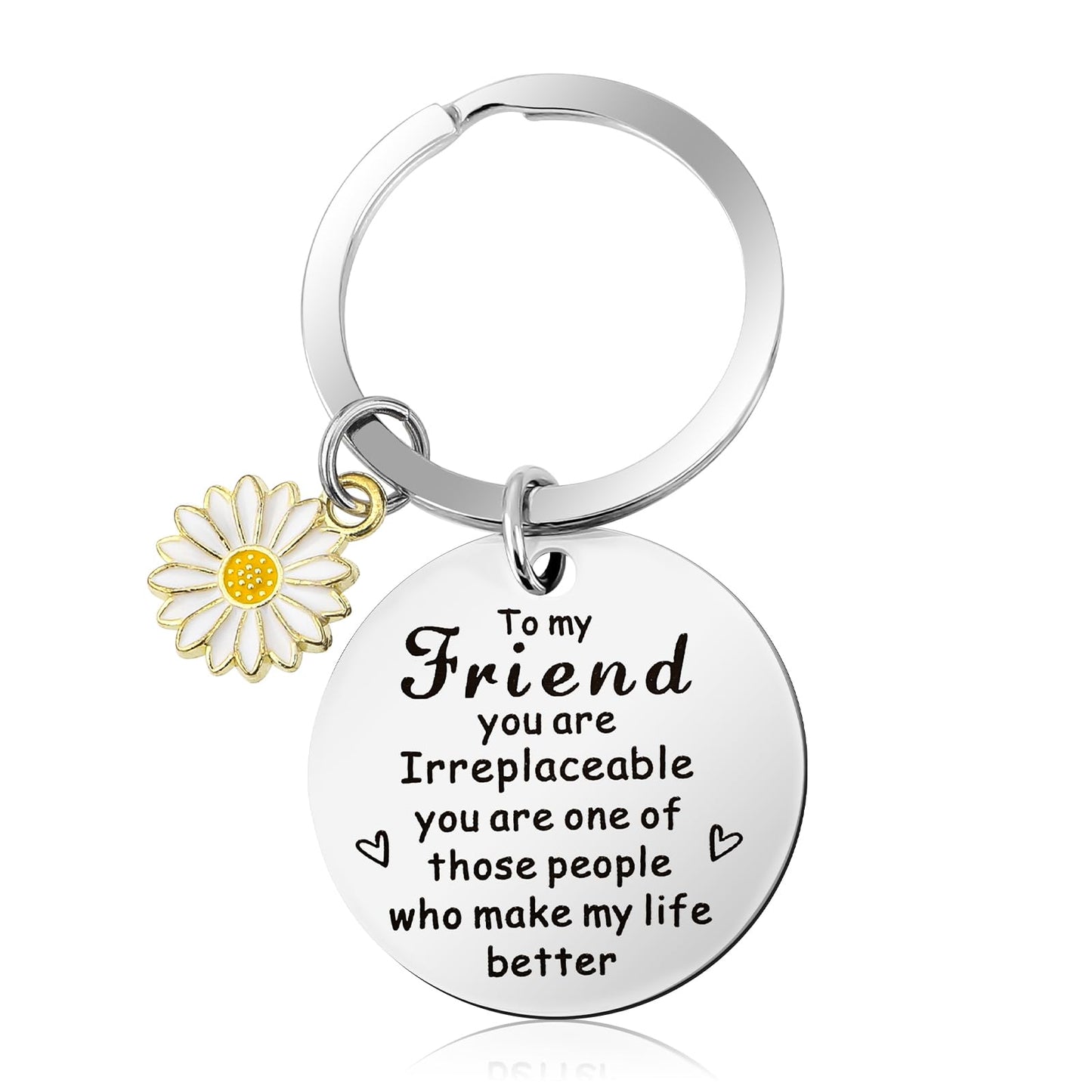 cobee Friend Keychain Gifts, Sunflower Keychain Funny Keyring Gifts Presents for Best Friends True Friendship Besties BFF Birthday Christmas (White)