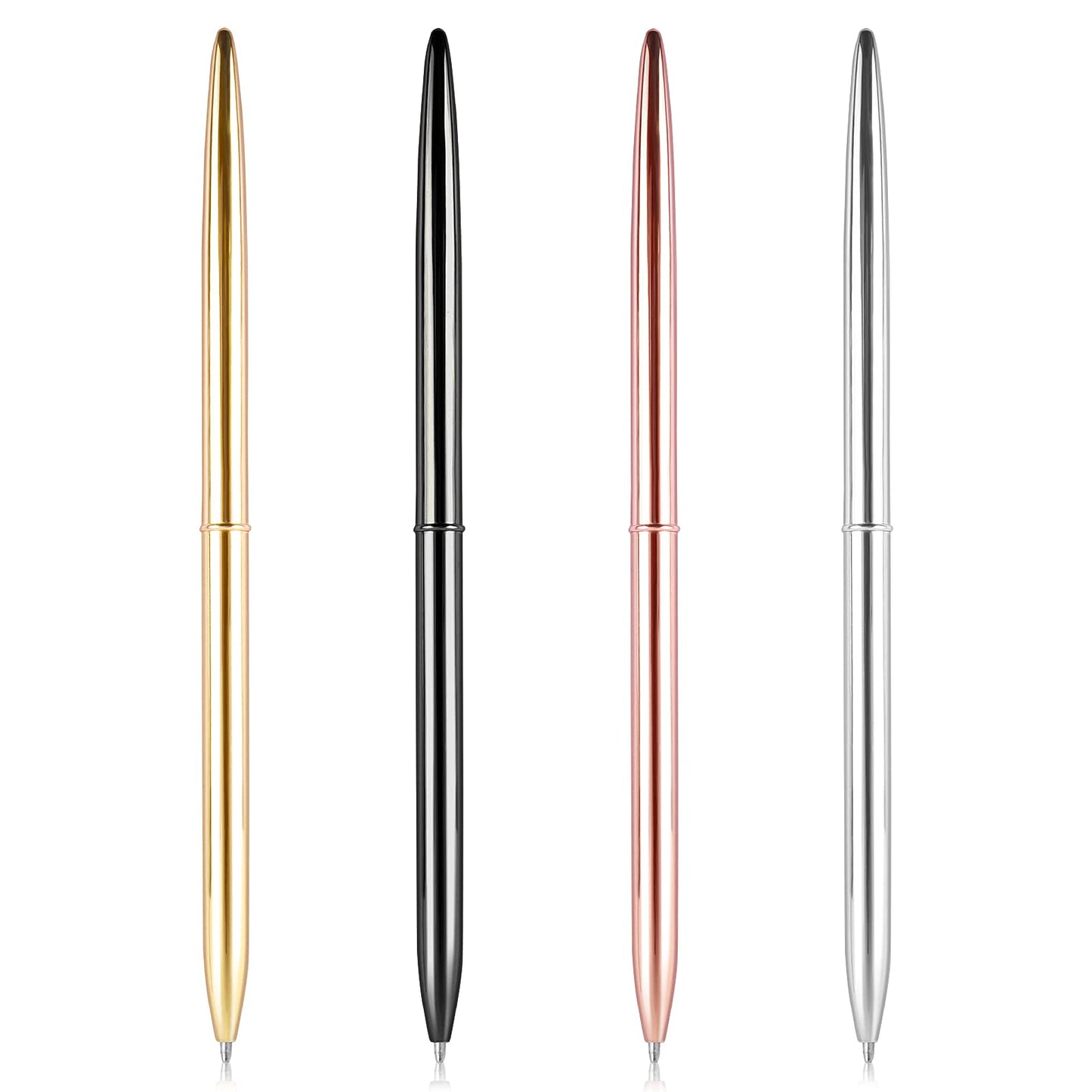Molain Metal Ballpoint Gold Pen, 4 Pieces Retractable Slim Ballpoint Pens Metallic Ballpoint Pens, Home School Office Supplies Gift for Business Office Students Teachers