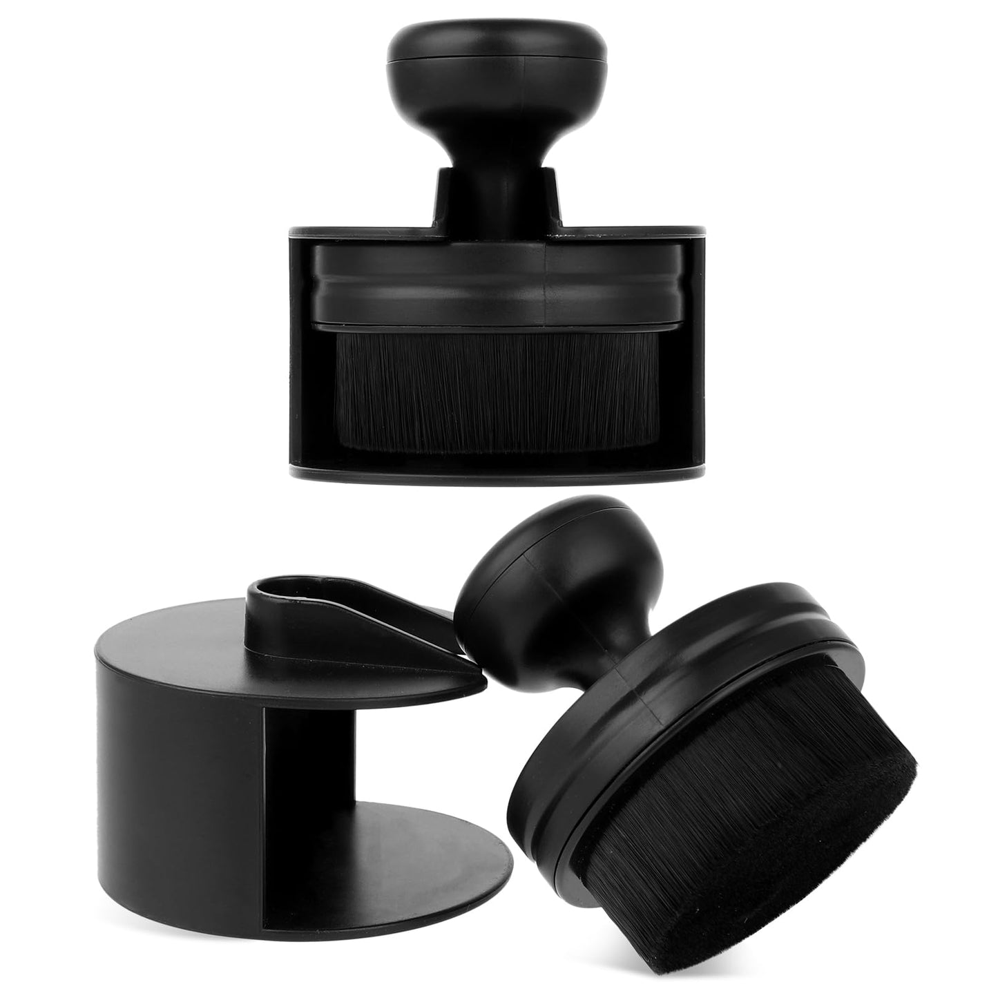 Amabro Car Tire Shine Brush, Auto Tyre Cleaning Brush with Stand Cover Soft Tire Shine Applicator High-Density Detailing Brush for Auto Detail Vents Dash Trim Seats Interior Emblems Wheels(Black)