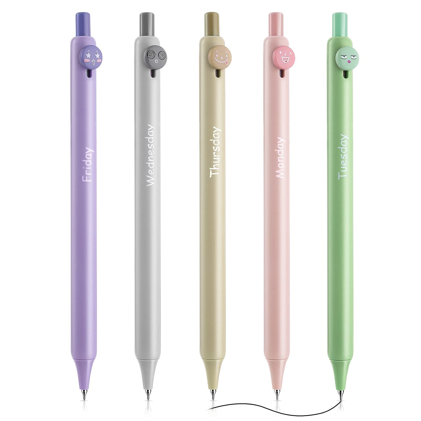 cobee Aesthetic Ballpoint Pens,0.42mm Retractable Gel Pens Colorful Pastel Cute Kawaii Ballpoint Black Ink Pen Fine Point Smooth Writing Pens for School Office Gift Supplies(C 5 PCS)