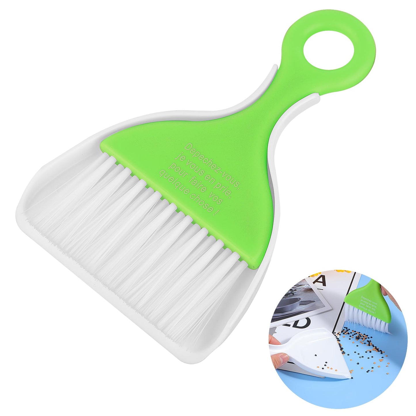 cobee Diamond Art Painting Applicator Brush with Funnel, Mini Artist Drawing Flat Brush for Picker Spilled Diamonds Organizer Portable Table Desktop Cleaning DIY Art Brush for Handicraft Lover(Green)