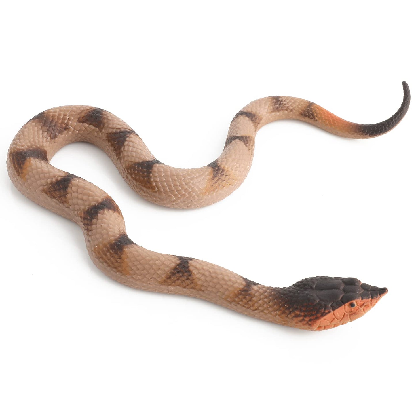 cobee Rubber Elastic Snake Figures, Realistic Reptile Animal Figurine Fake Snakes Toy Rubber Snake Props Snake Figure to Keep Birds Away Snakes Python Model Garden Props (A)