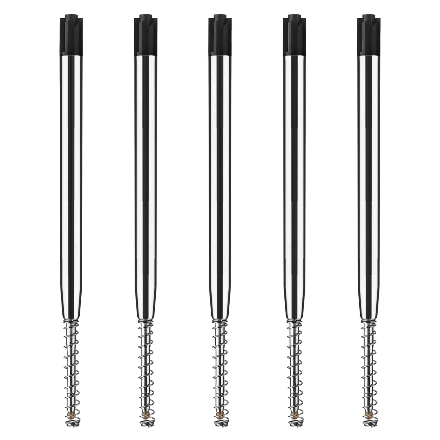 TIESOME 5pcs Replaceable Ballpoint Pen Refills with Spring Metal Ball Point Refills Smooth Writing Pen Refills, 0.7mm Retractable Ballpoint Pen Refills for School Office Supplies (Black)