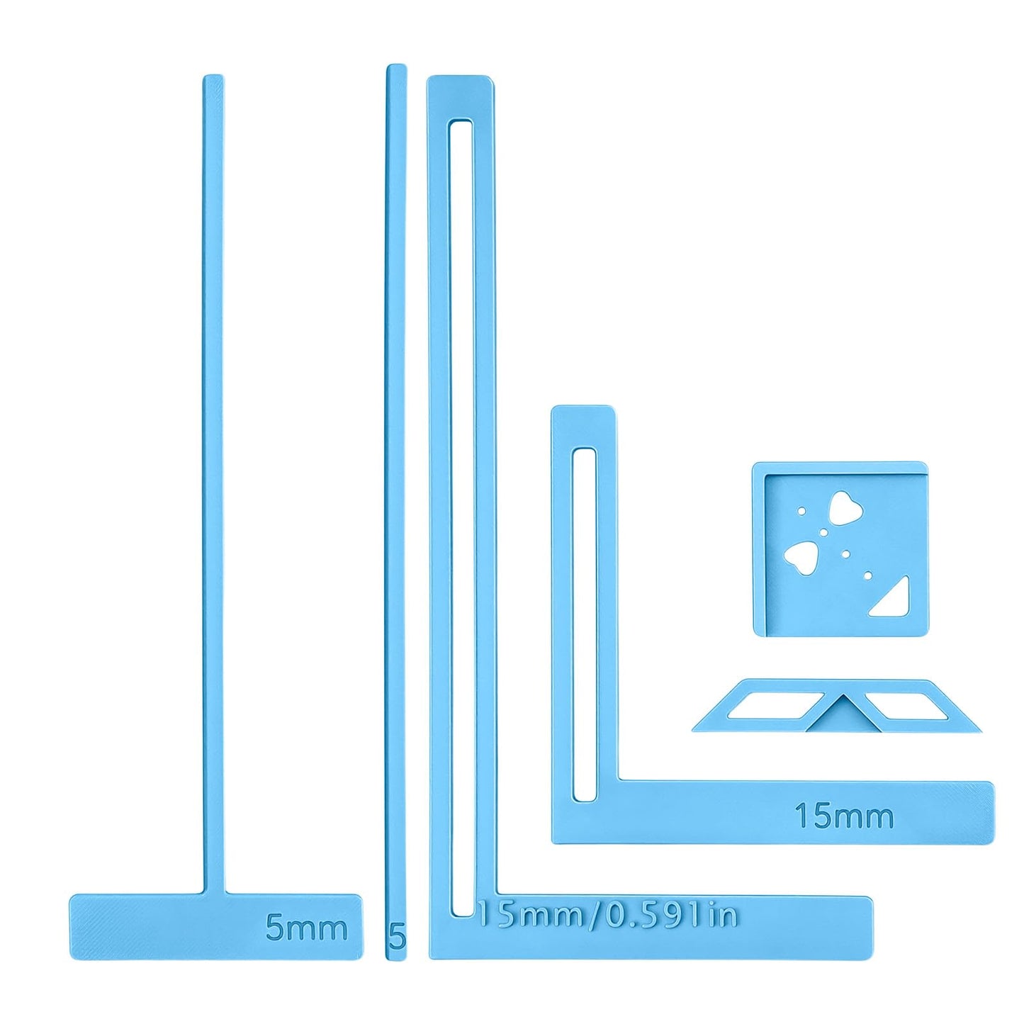 DOPENSPI 6 Pcs Bookbinding Tool Kit, Plastic Ruler Template Set Scrapbooking Supplies Includes L-Shape T-Shape Rulers for DIY Journal Notebook Making Starter Guide(Light Blue)