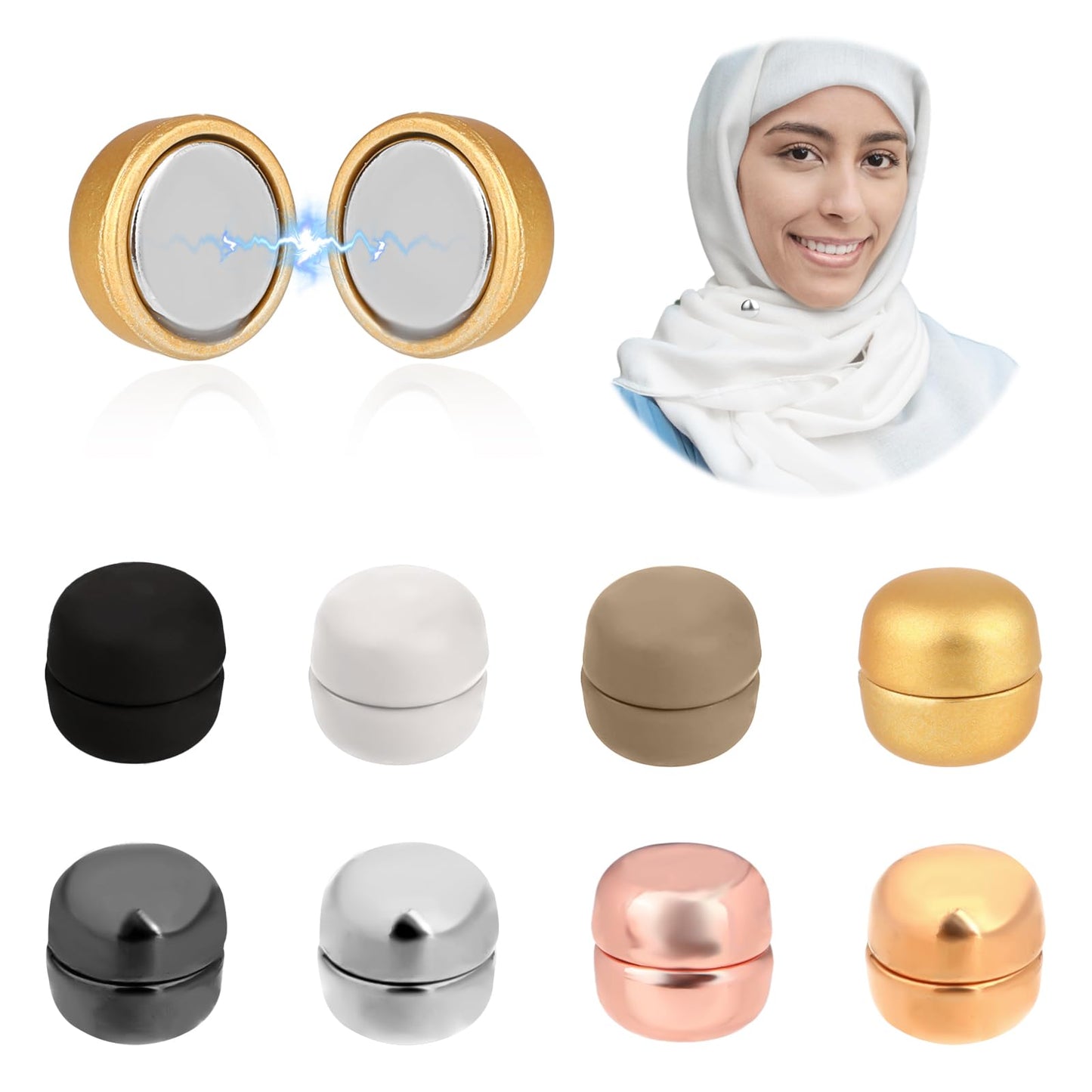 TIESOME 8 Pcs Hijab Magnet Pins, Multi-Purpose Strong Hijab Pins Colorful Hijab Magnets Pinless Brooch Small Magnetic Scarf Clasp for Women Hijabs Muslim Scarf Hijab Dress Cardigan