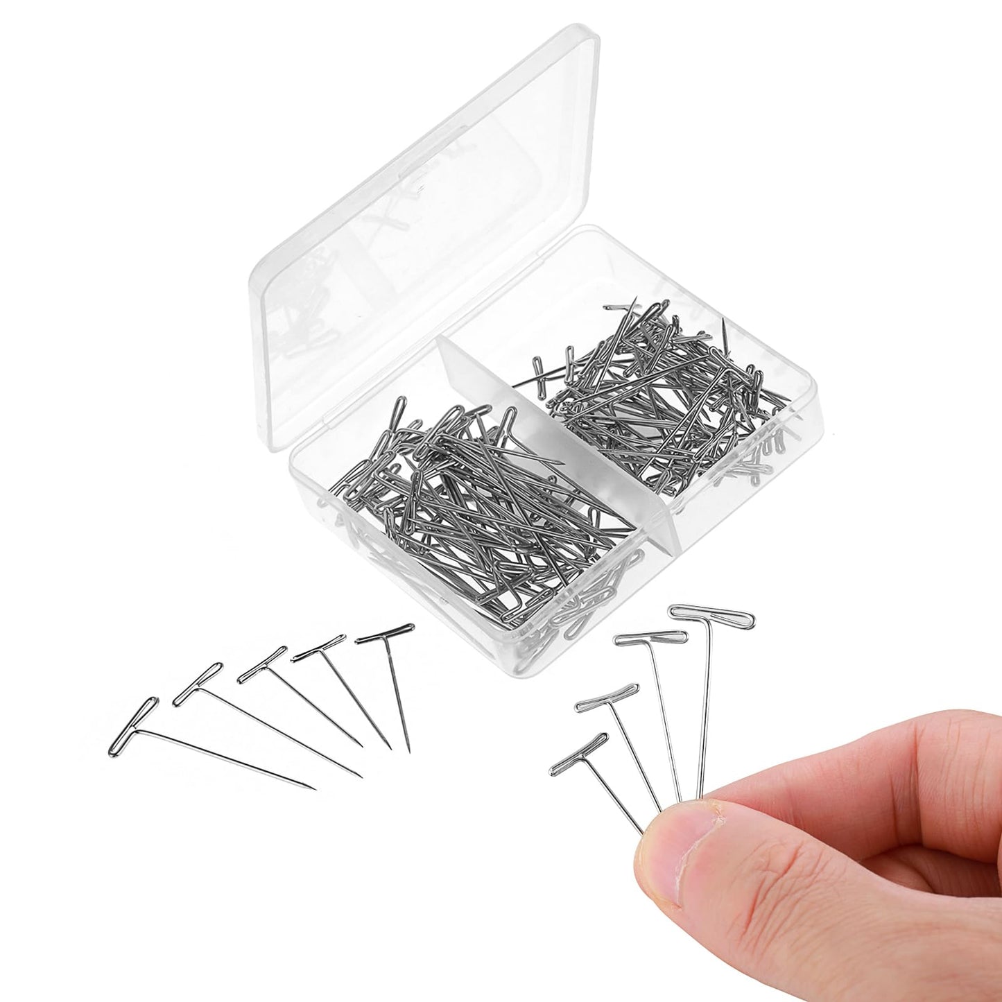 Giantree 100pcs T Shape Pins, 2 Sizes Metal T Pins for Wigs Wig Pins for Foam Head T Pins for Sewing Wig T Pins Blocking Pins T Pins for Office Wall for Knitting Crafts Sewing Jewelry(27mm+38mm)