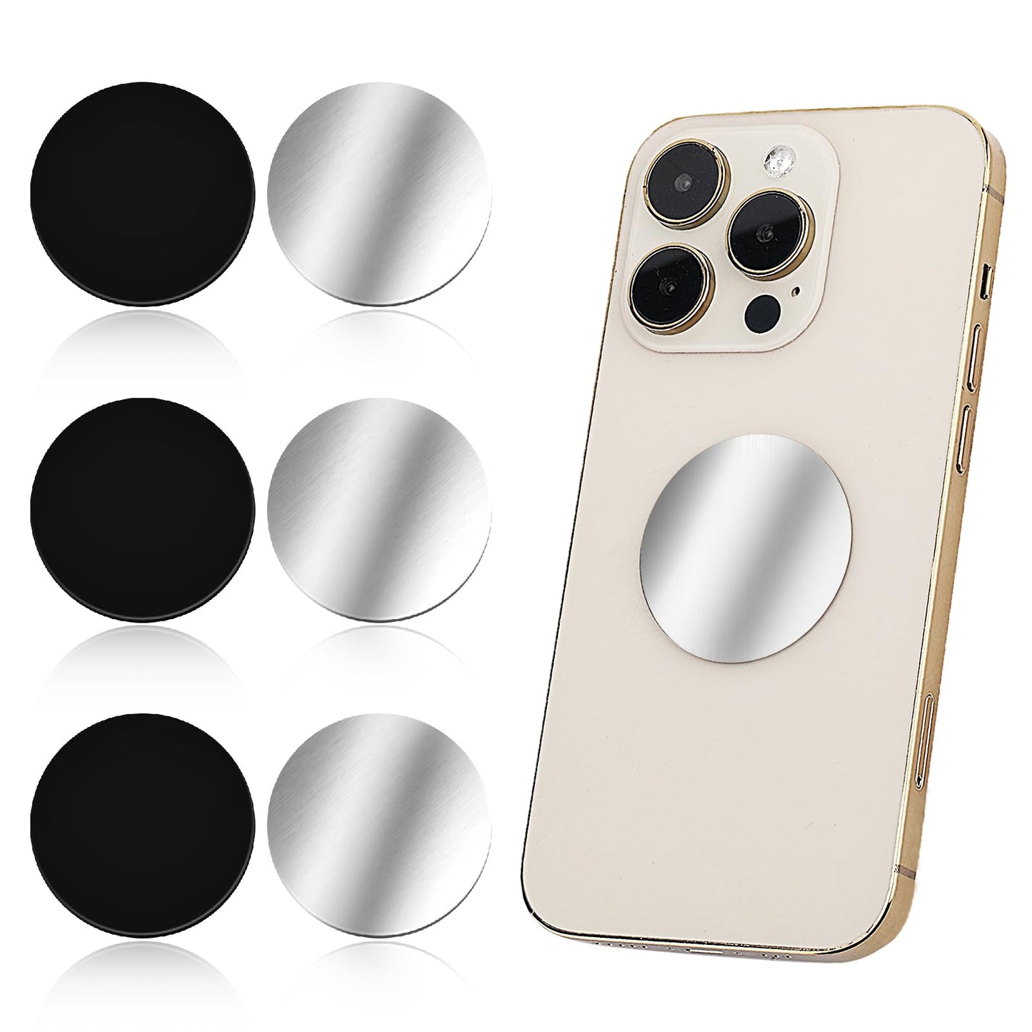 cobee Mount Metal Plate, 6 Pcs Universal Adhesive Phone Magnet for Magnetic Car Mount Thin Replacement Metal Plates Metal Stickers Discs with Adhesive Compatible with Magnetic Mounts