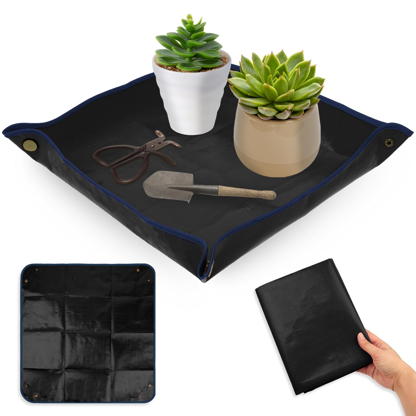 TIESOME Large Repotting Mat For Indoor Plants, 26" x 26" Waterproof Plant Mat for Transplanting and Potting Soil Mess Control Portable Succulent Planting Gardening Gifts for Women Men Plant Lover Gift