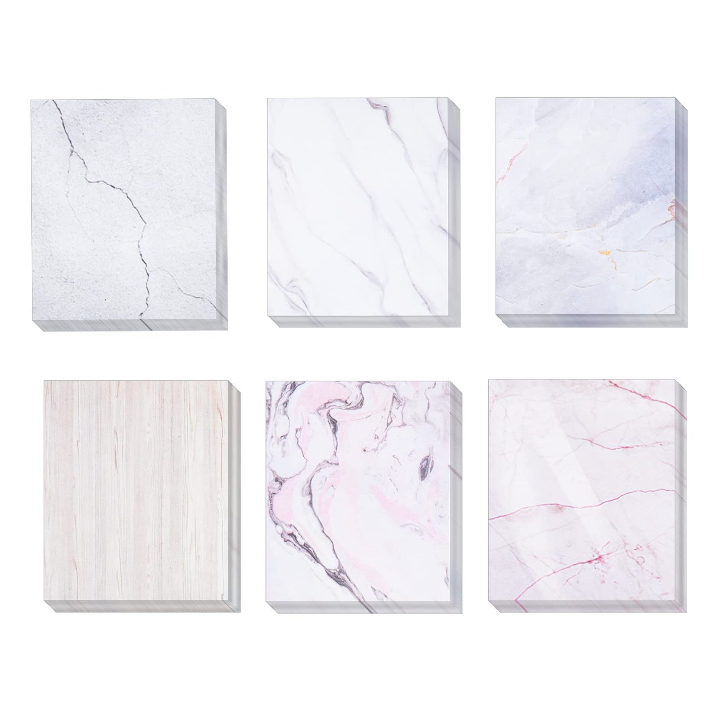 Molain Marble Sticky Notes, 6 Pieces Cute Sticky Notes Markers Flags Self-Stick Memo Pads Students Home Office Roommates Gifts Tab Supplies